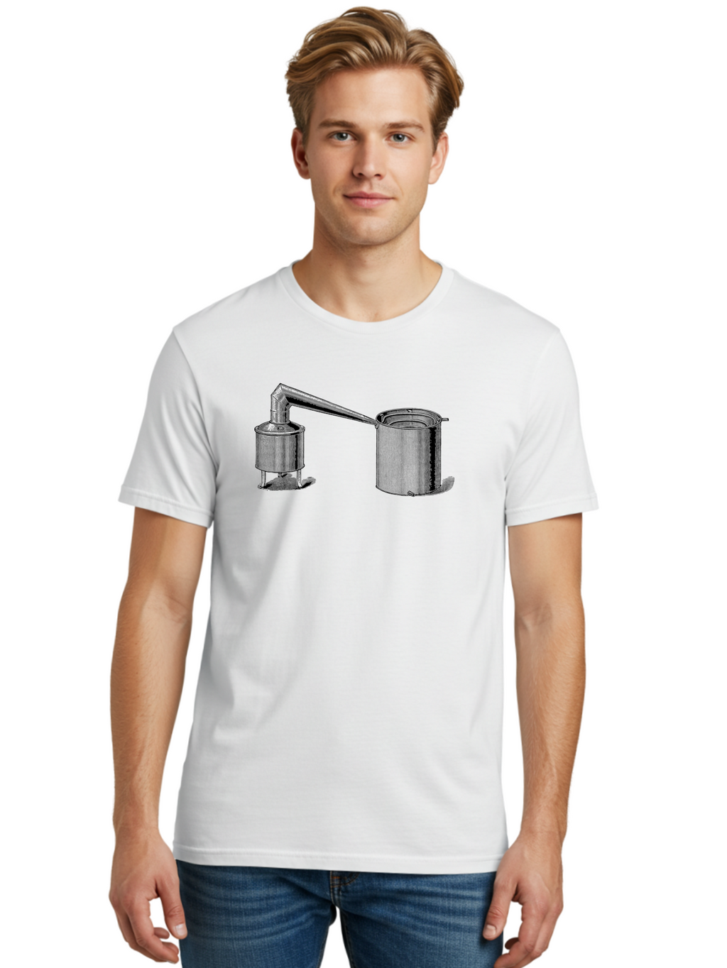 Coffeepot Men'S Graphic Tee, 100% Cotton, Comfortable Casual Summer Wear, Machine Washable, Vintage Laboratory Equipment, Scientific Apparatus, Distillation Device, Metal Containers, Pipes And Tubes, Retro Laboratory Setup, Aad586