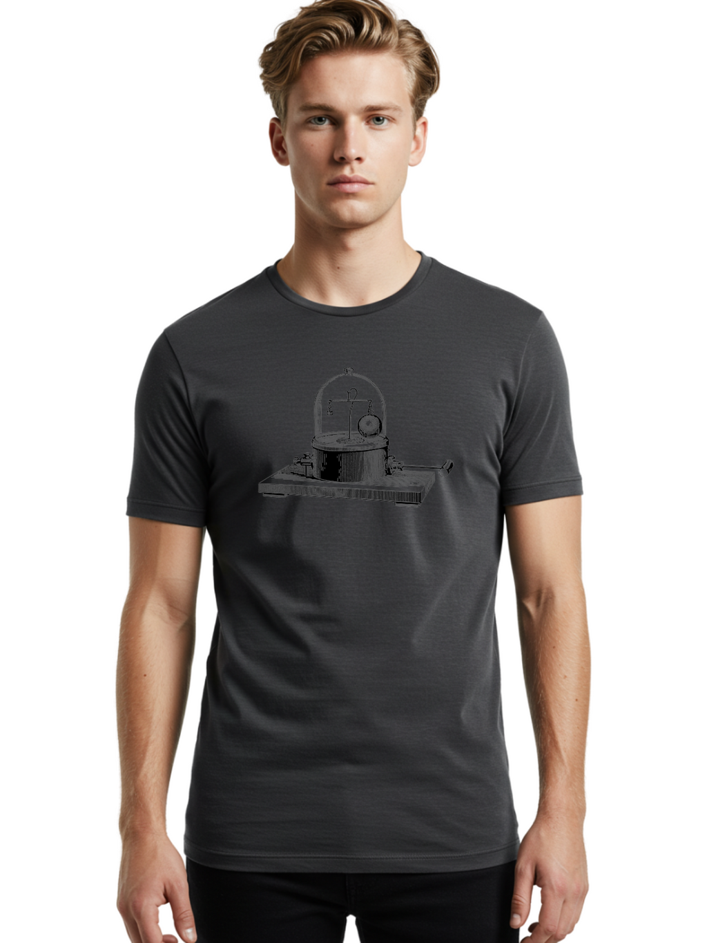 Coulomb-S-Electrometer Men'S Graphic Tee, 100% Cotton, Comfortable Casual Summer Wear, Machine Washable, Scientific Equipment, Torsion Balance, Electrostatic Measurement, Scientific Instrument, Experimental Setup, Laboratory Device, Aad588