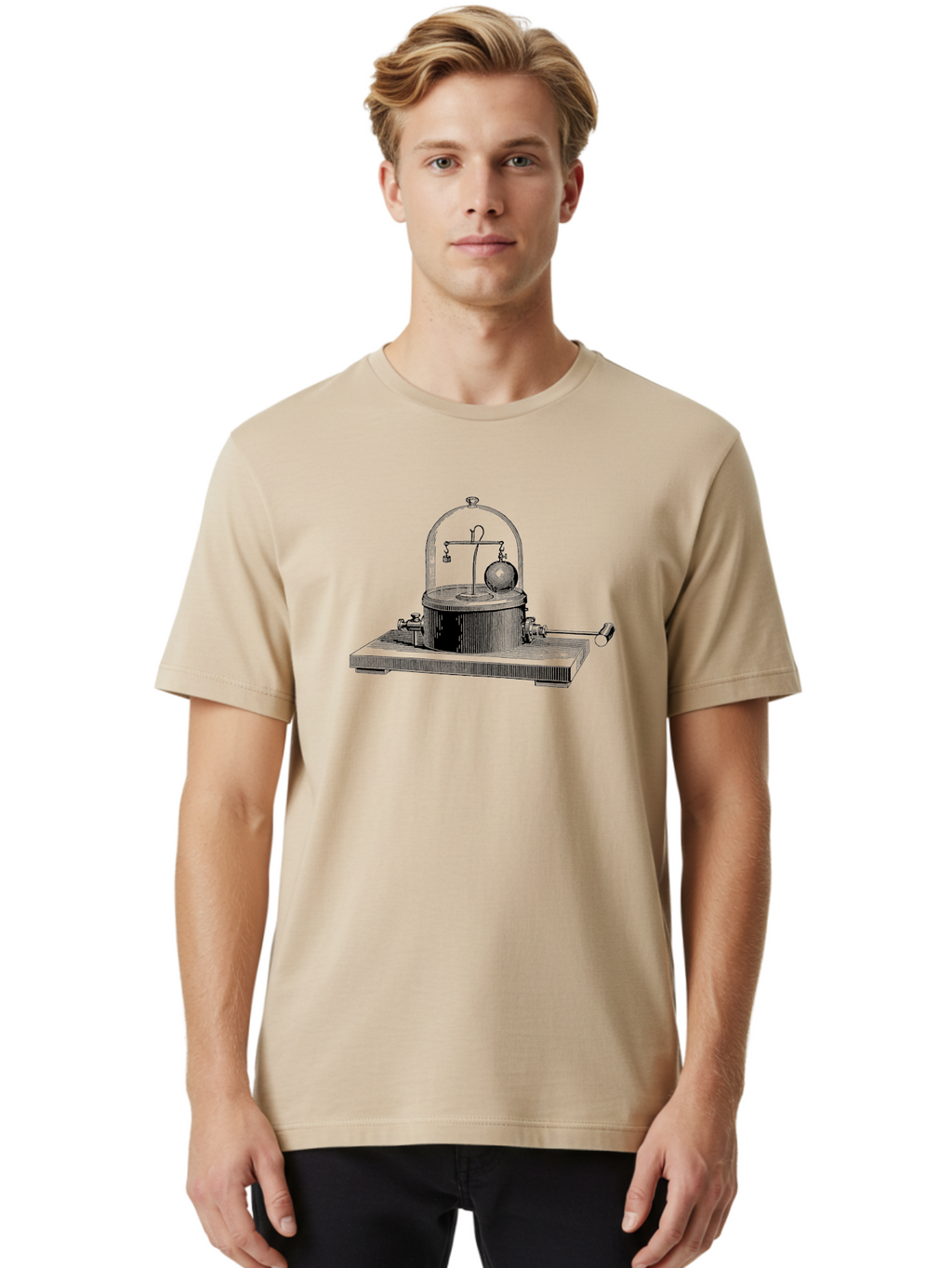 Coulomb-S-Electrometer Men'S Graphic Tee, 100% Cotton, Comfortable Casual Summer Wear, Machine Washable, Scientific Equipment, Torsion Balance, Electrostatic Measurement, Scientific Instrument, Experimental Setup, Laboratory Device, Aad588
