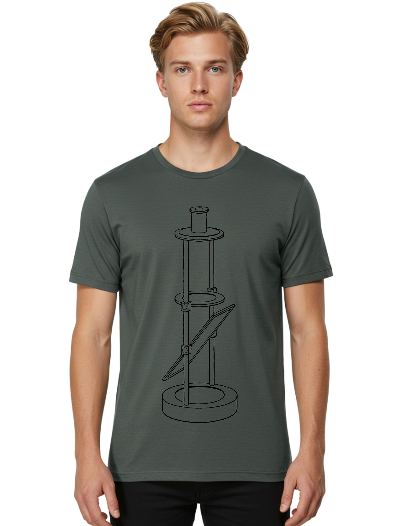 Cylindrical-Device Men'S Graphic Tee, 100% Cotton, Comfortable Casual Summer Wear, Machine Washable, Cylindrical Device, Mechanical Parts, Technical Drawing, Industrial Design, Modern Machinery, Engineering Diagram, 3D Model Aad590