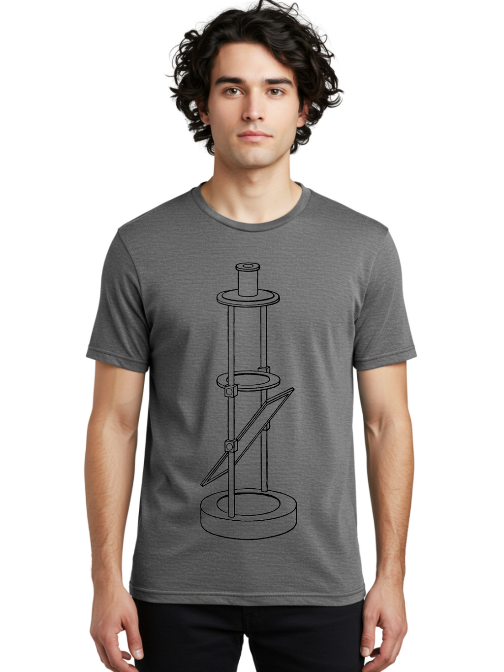 Cylindrical-Device Men'S Graphic Tee, 100% Cotton, Comfortable Casual Summer Wear, Machine Washable, Cylindrical Device, Mechanical Parts, Technical Drawing, Industrial Design, Modern Machinery, Engineering Diagram, 3D Model Aad590