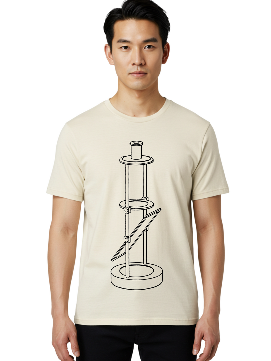 Cylindrical-Device Men'S Graphic Tee, 100% Cotton, Comfortable Casual Summer Wear, Machine Washable, Cylindrical Device, Mechanical Parts, Technical Drawing, Industrial Design, Modern Machinery, Engineering Diagram, 3D Model Aad590