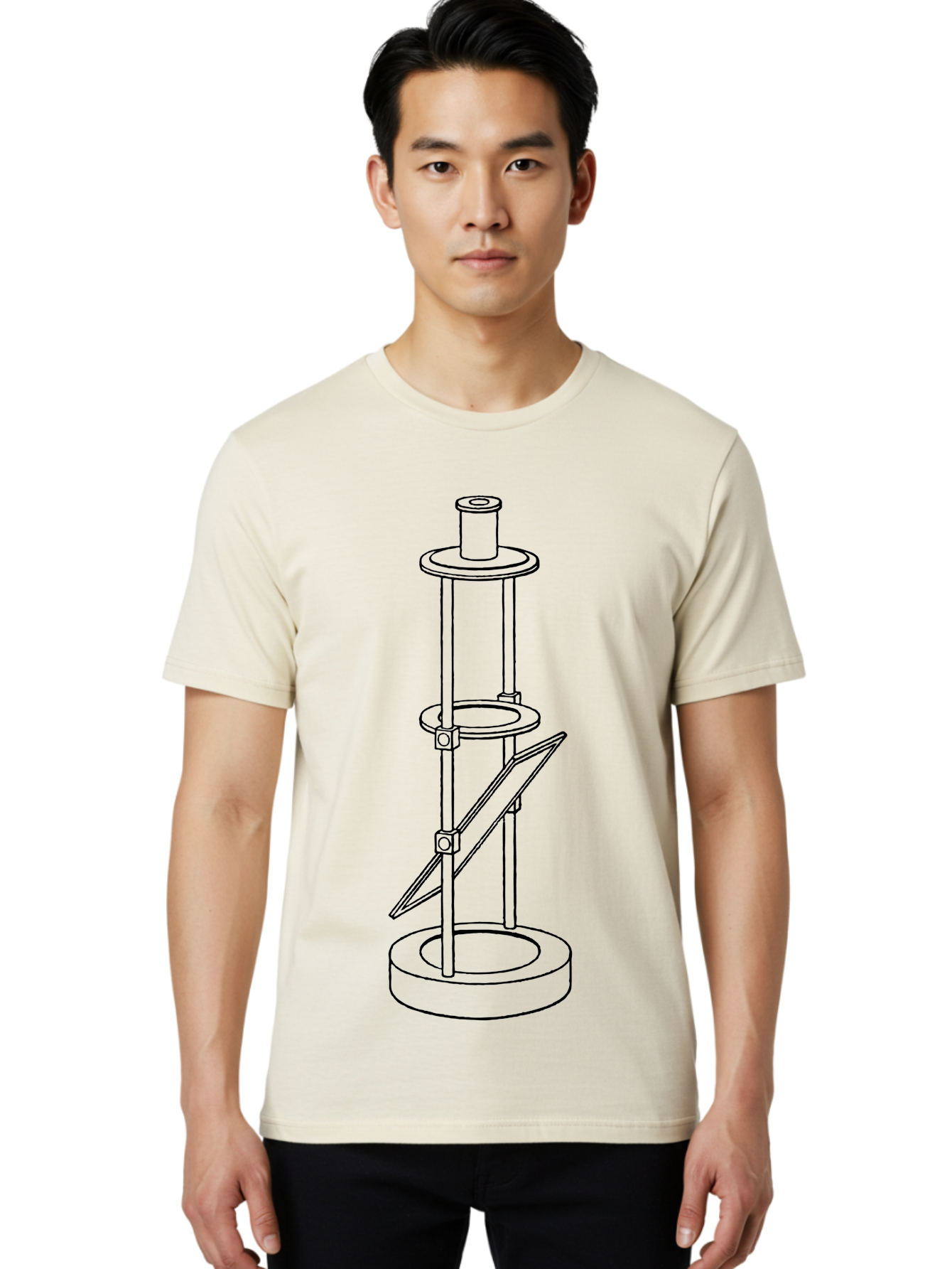 Cylindrical-Device Men'S Graphic Tee, 100% Cotton, Comfortable Casual Summer Wear, Machine Washable, Cylindrical Device, Mechanical Parts, Technical Drawing, Industrial Design, Modern Machinery, Engineering Diagram, 3D Model Aad590