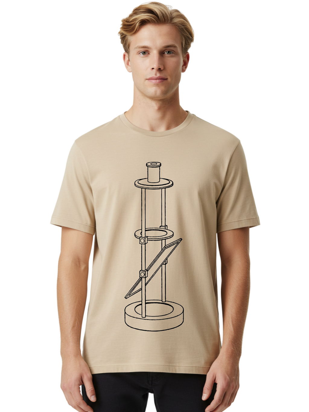 Cylindrical-Device Men'S Graphic Tee, 100% Cotton, Comfortable Casual Summer Wear, Machine Washable, Cylindrical Device, Mechanical Parts, Technical Drawing, Industrial Design, Modern Machinery, Engineering Diagram, 3D Model Aad590