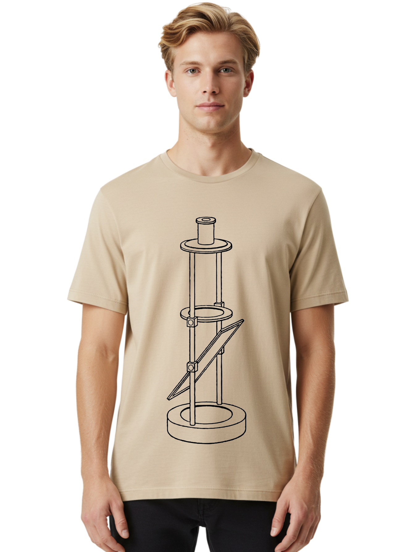 Cylindrical-Device Men'S Graphic Tee, 100% Cotton, Comfortable Casual Summer Wear, Machine Washable, Cylindrical Device, Mechanical Parts, Technical Drawing, Industrial Design, Modern Machinery, Engineering Diagram, 3D Model Aad590