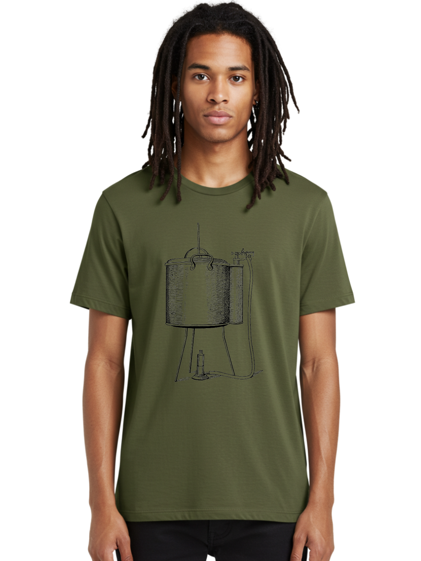 Cylindrical-Tank-With-Valve Men'S Graphic Tee, 100% Cotton, Comfortable Casual Summer Wear, Machine Washable, Leyden Jar, Electrical Device, Scientific Equipment, Vintage Illustration, Electrostatic Charge, Historical Experiment, Aad591