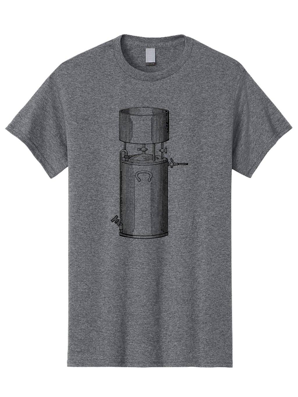 Cylindrical-Tank Men'S Graphic Tee, 100% Cotton, Comfortable Casual Summer Wear, Machine Washable, Industrial Tank, Cylindrical Vessel, Mechanical Equipment, Pipes And Valves, Industrial Machinery, Engineering Diagram, Technical Drawing Aad592