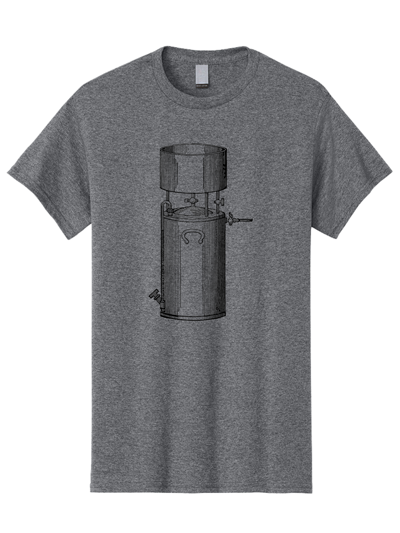 Cylindrical-Tank Men'S Graphic Tee, 100% Cotton, Comfortable Casual Summer Wear, Machine Washable, Industrial Tank, Cylindrical Vessel, Mechanical Equipment, Pipes And Valves, Industrial Machinery, Engineering Diagram, Technical Drawing Aad592