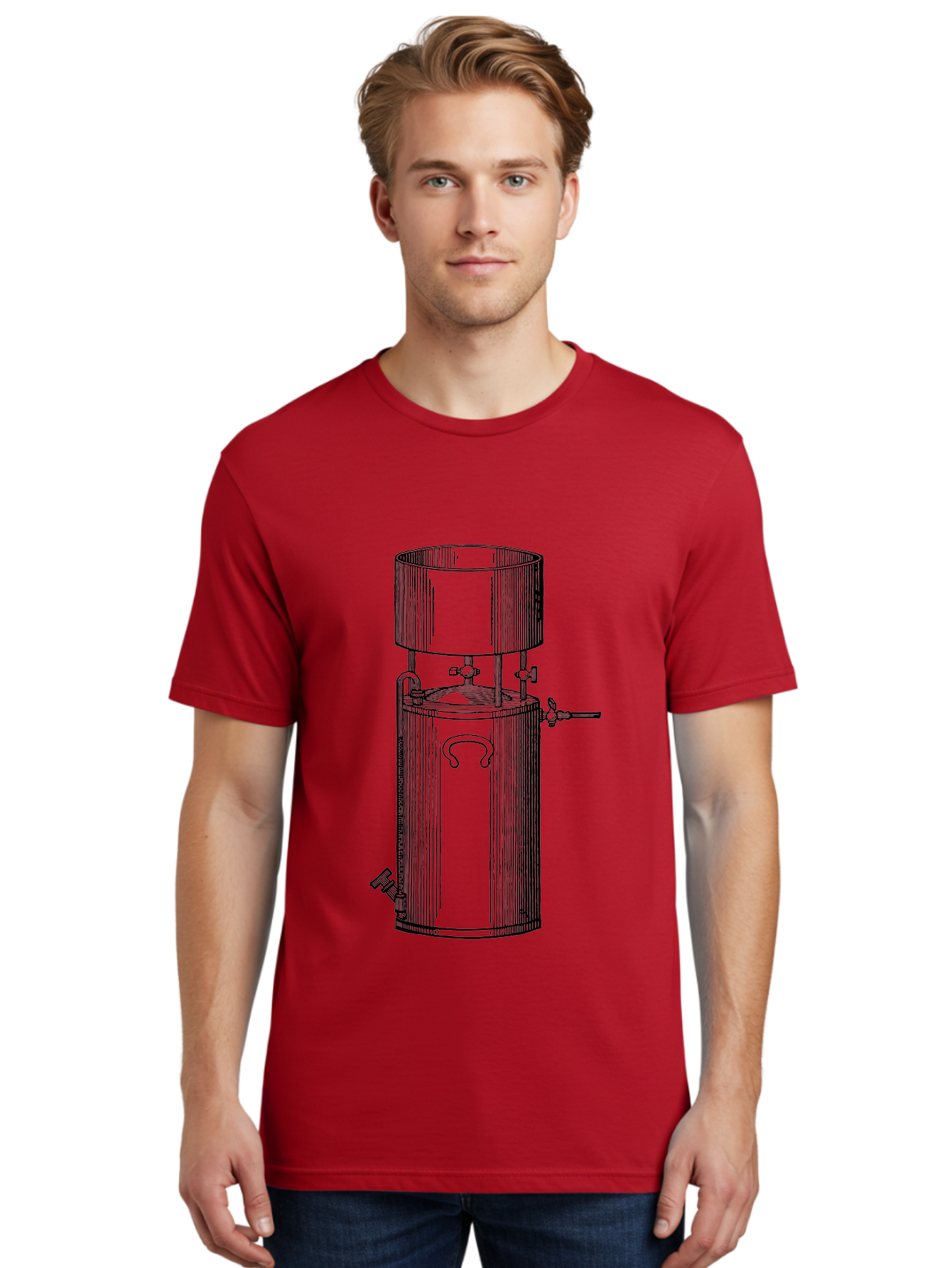 Cylindrical-Tank Men'S Graphic Tee, 100% Cotton, Comfortable Casual Summer Wear, Machine Washable, Industrial Tank, Cylindrical Vessel, Mechanical Equipment, Pipes And Valves, Industrial Machinery, Engineering Diagram, Technical Drawing Aad592