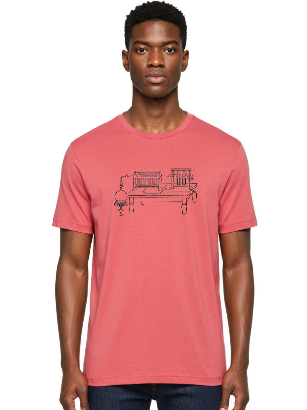 Electrolysis-Apparatus Men'S Graphic Tee, 100% Cotton, Comfortable Casual Summer Wear, Machine Washable, Electrolysis Apparatus, Laboratory Equipment, Scientific Experiment, Chemistry Setup, Electrical Components, Glassware, Aad594