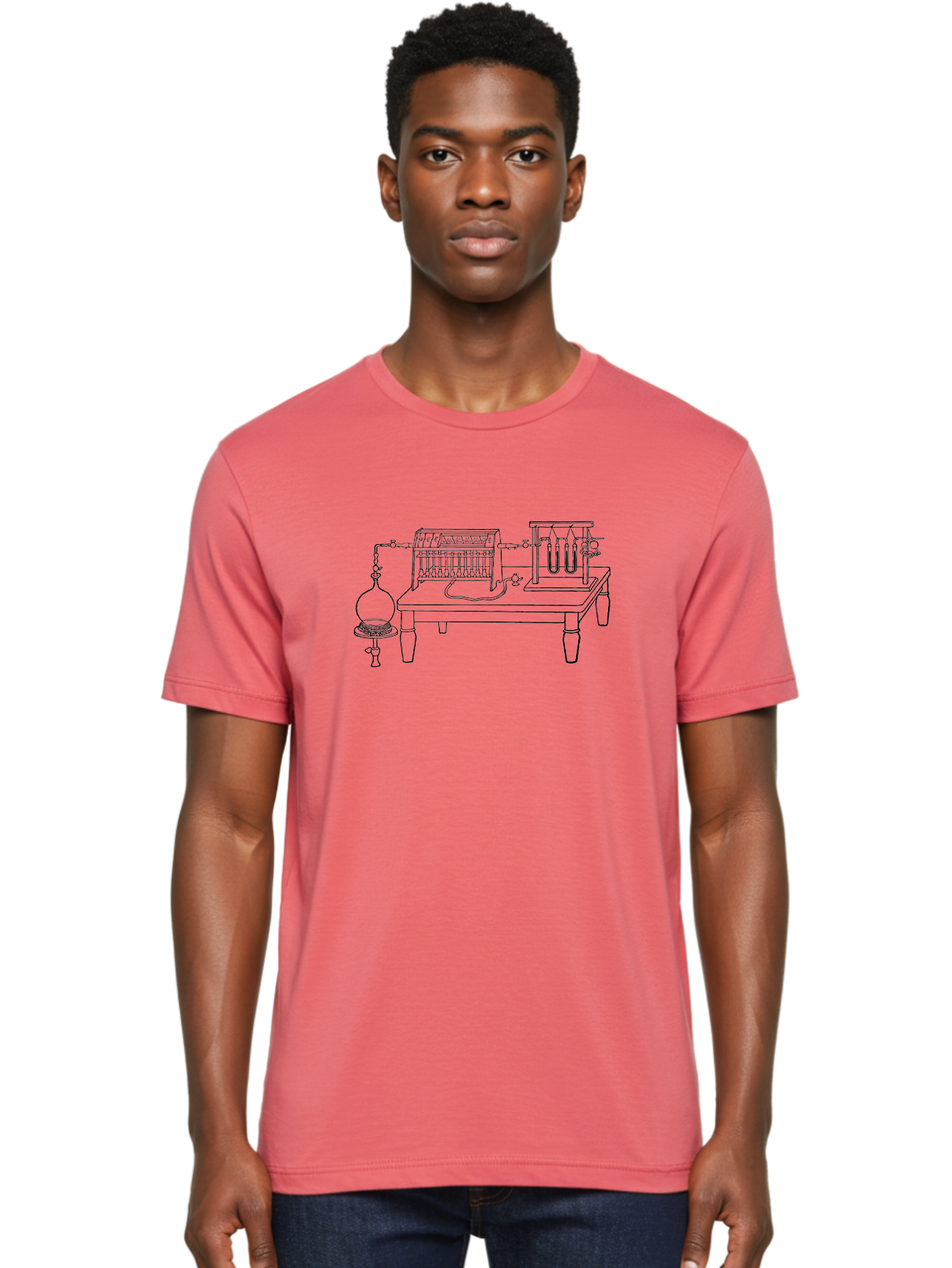 Electrolysis-Apparatus Men'S Graphic Tee, 100% Cotton, Comfortable Casual Summer Wear, Machine Washable, Electrolysis Apparatus, Laboratory Equipment, Scientific Experiment, Chemistry Setup, Electrical Components, Glassware, Aad594