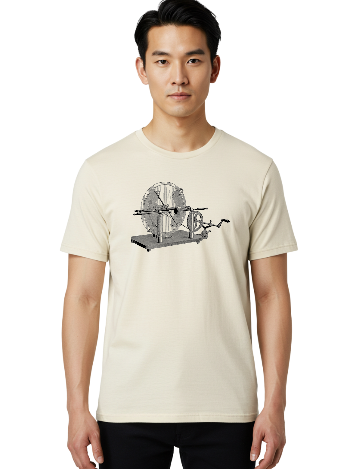 Electrostatic-Generator Men'S Graphic Tee, 100% Cotton, Comfortable Casual Summer Wear, Machine Washable, Electrostatic Generator, Wimshurst Machine, Static Electricity, Antique Equipment, Vintage Science, Experimental Apparatus, Aad595