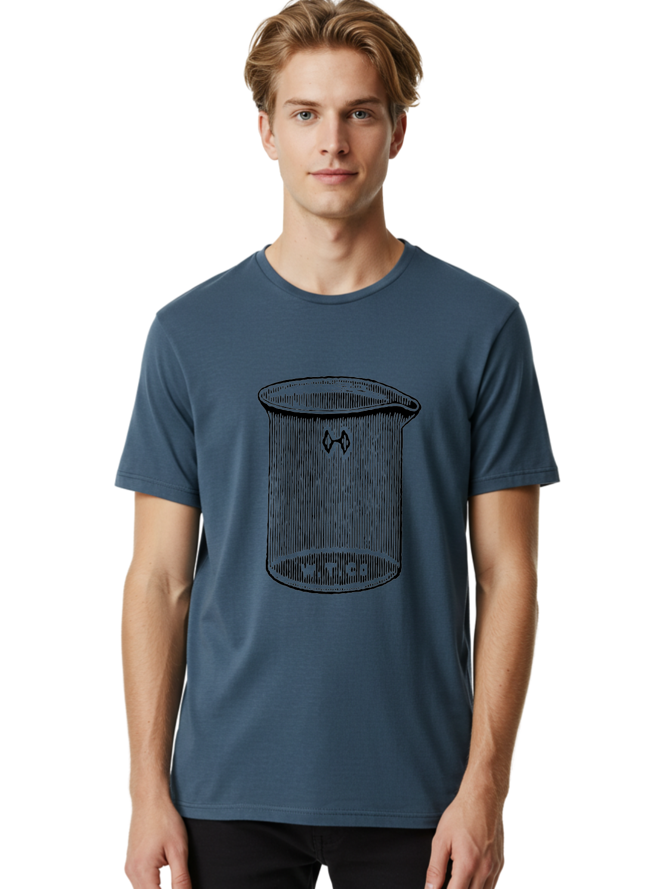 Glass-Beaker Men'S Graphic Tee, 100% Cotton, Comfortable Casual Summer Wear, Machine Washable, Chemical Beaker, Laboratory Equipment, Black And White Illustration, Scientific Glassware, Hazardous Materials Symbol, Chemistry Experiments, Aad601