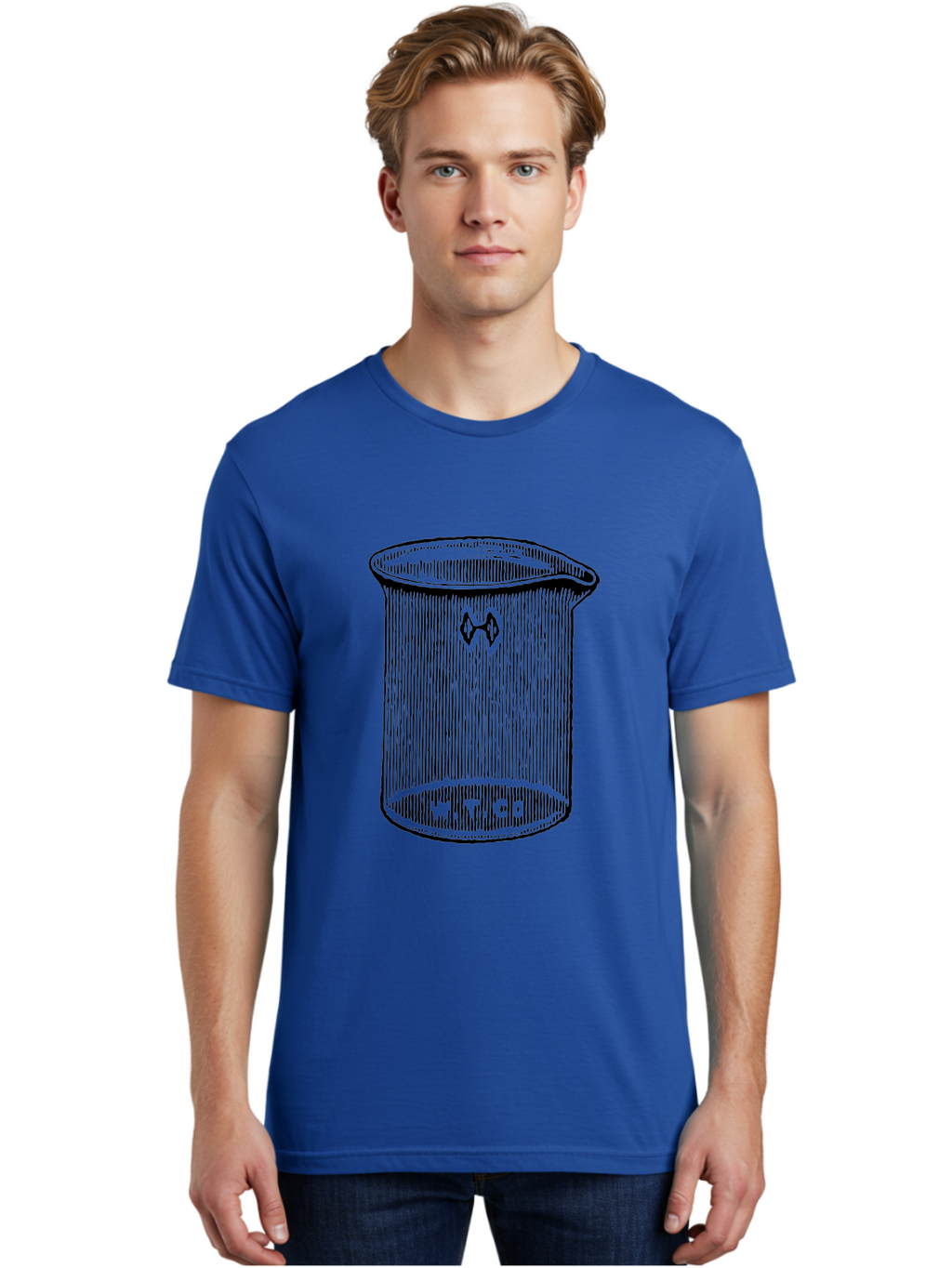 Glass-Beaker Men'S Graphic Tee, 100% Cotton, Comfortable Casual Summer Wear, Machine Washable, Chemical Beaker, Laboratory Equipment, Black And White Illustration, Scientific Glassware, Hazardous Materials Symbol, Chemistry Experiments, Aad601