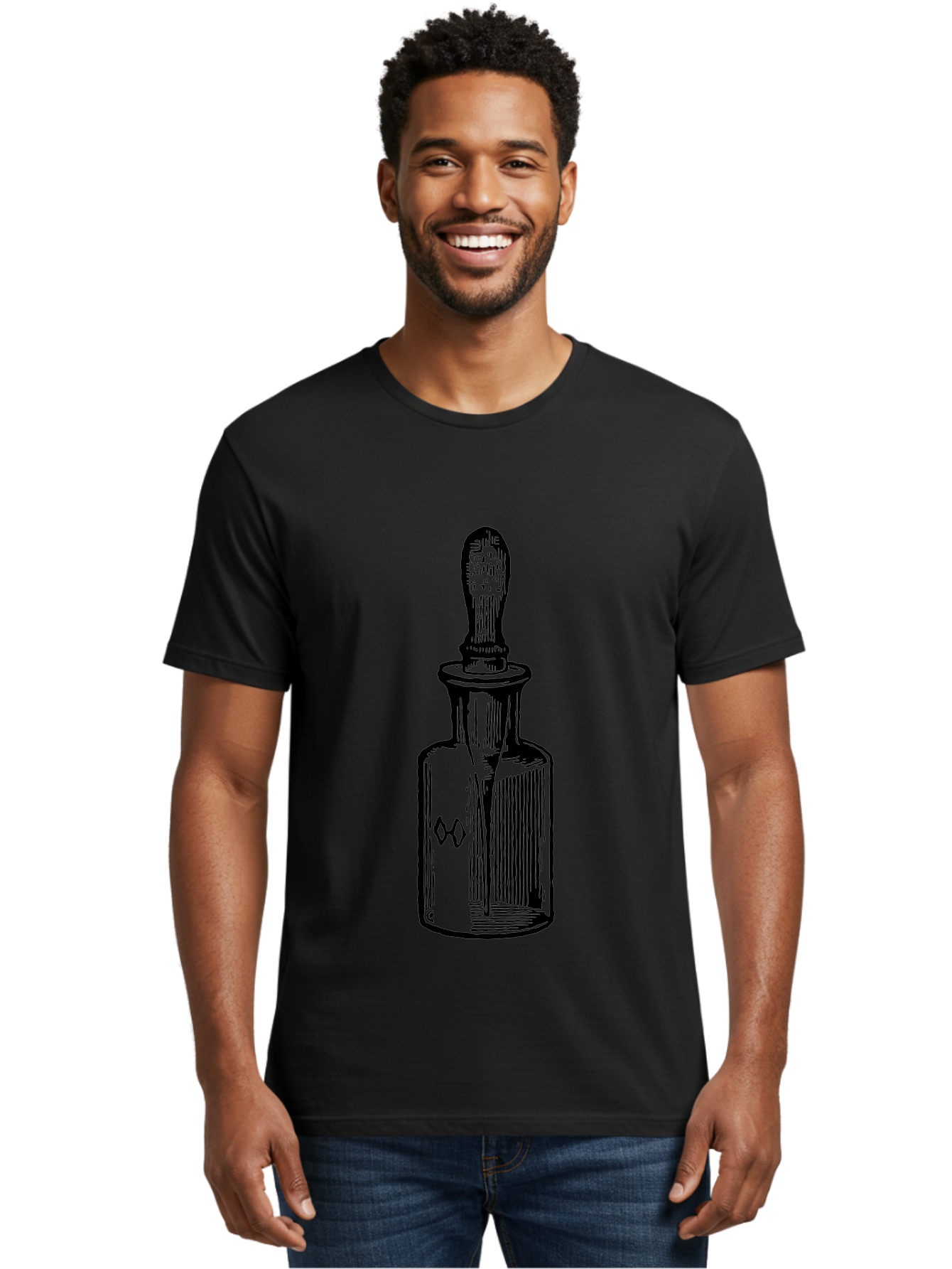 Glass-Bottle-Dropper Men'S Graphic Tee, 100% Cotton, Comfortable Casual Summer Wear, Machine Washable, Glass Bottle, Medicine Container, Vintage Apothecary, Stopper, Medical Equipment, Retro Pharmacy, Historical Medicine Aad602