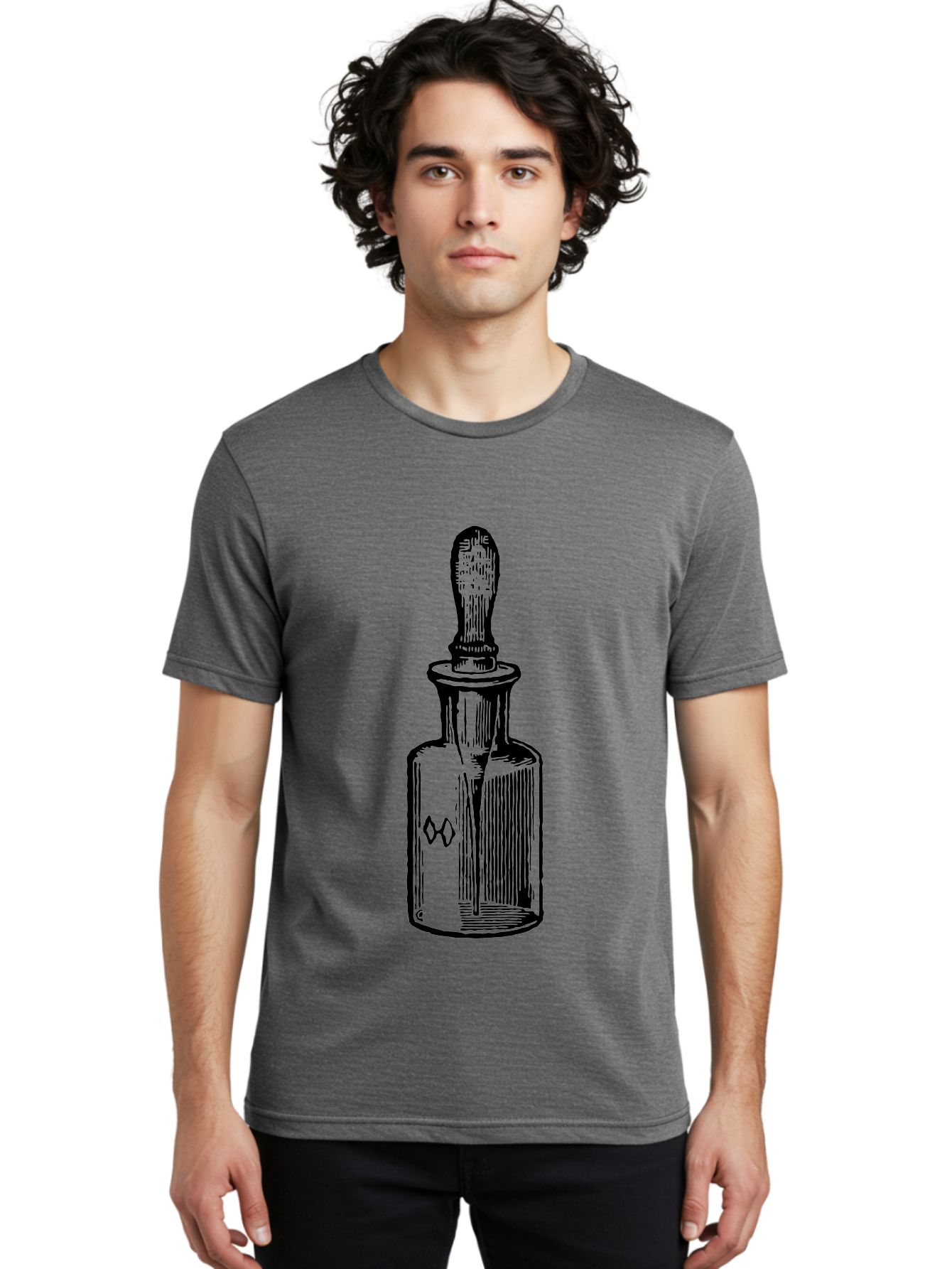 Glass-Bottle-Dropper Men'S Graphic Tee, 100% Cotton, Comfortable Casual Summer Wear, Machine Washable, Glass Bottle, Medicine Container, Vintage Apothecary, Stopper, Medical Equipment, Retro Pharmacy, Historical Medicine Aad602
