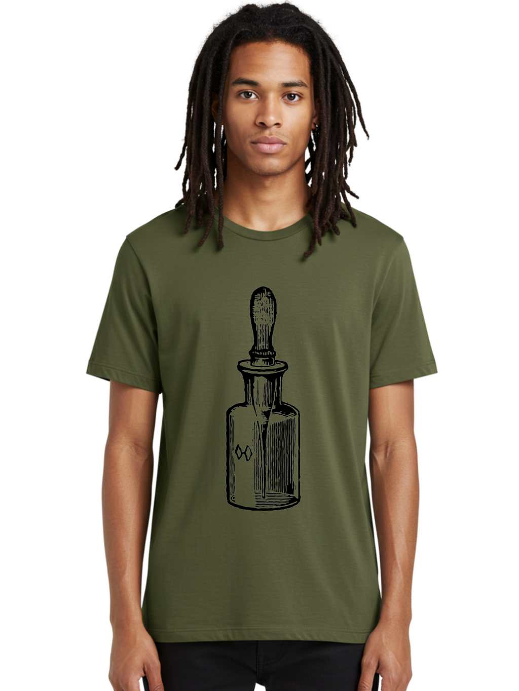 Glass-Bottle-Dropper Men'S Graphic Tee, 100% Cotton, Comfortable Casual Summer Wear, Machine Washable, Glass Bottle, Medicine Container, Vintage Apothecary, Stopper, Medical Equipment, Retro Pharmacy, Historical Medicine Aad602