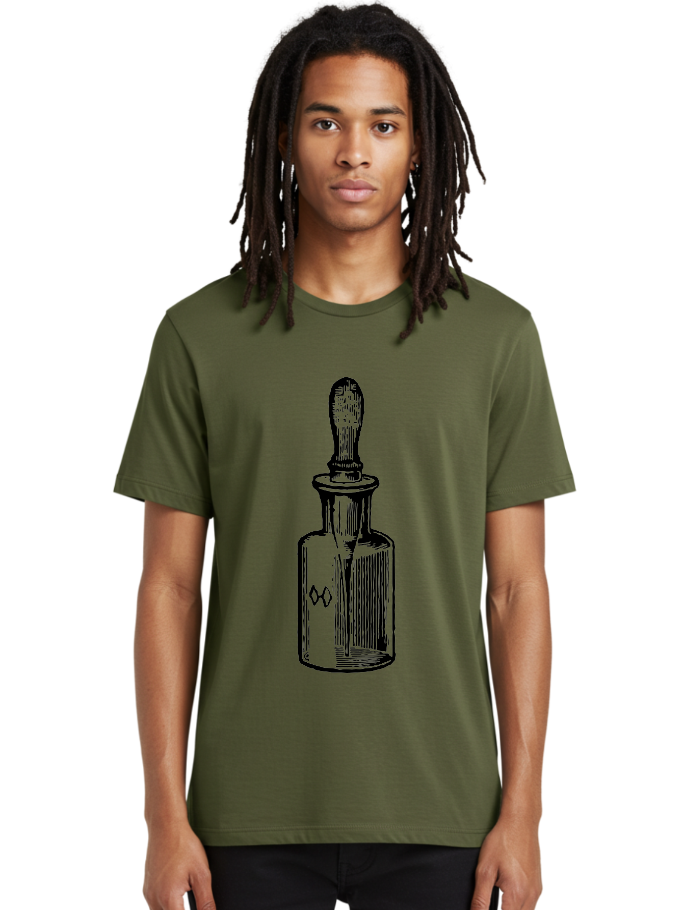 Glass-Bottle-Dropper Men'S Graphic Tee, 100% Cotton, Comfortable Casual Summer Wear, Machine Washable, Glass Bottle, Medicine Container, Vintage Apothecary, Stopper, Medical Equipment, Retro Pharmacy, Historical Medicine Aad602