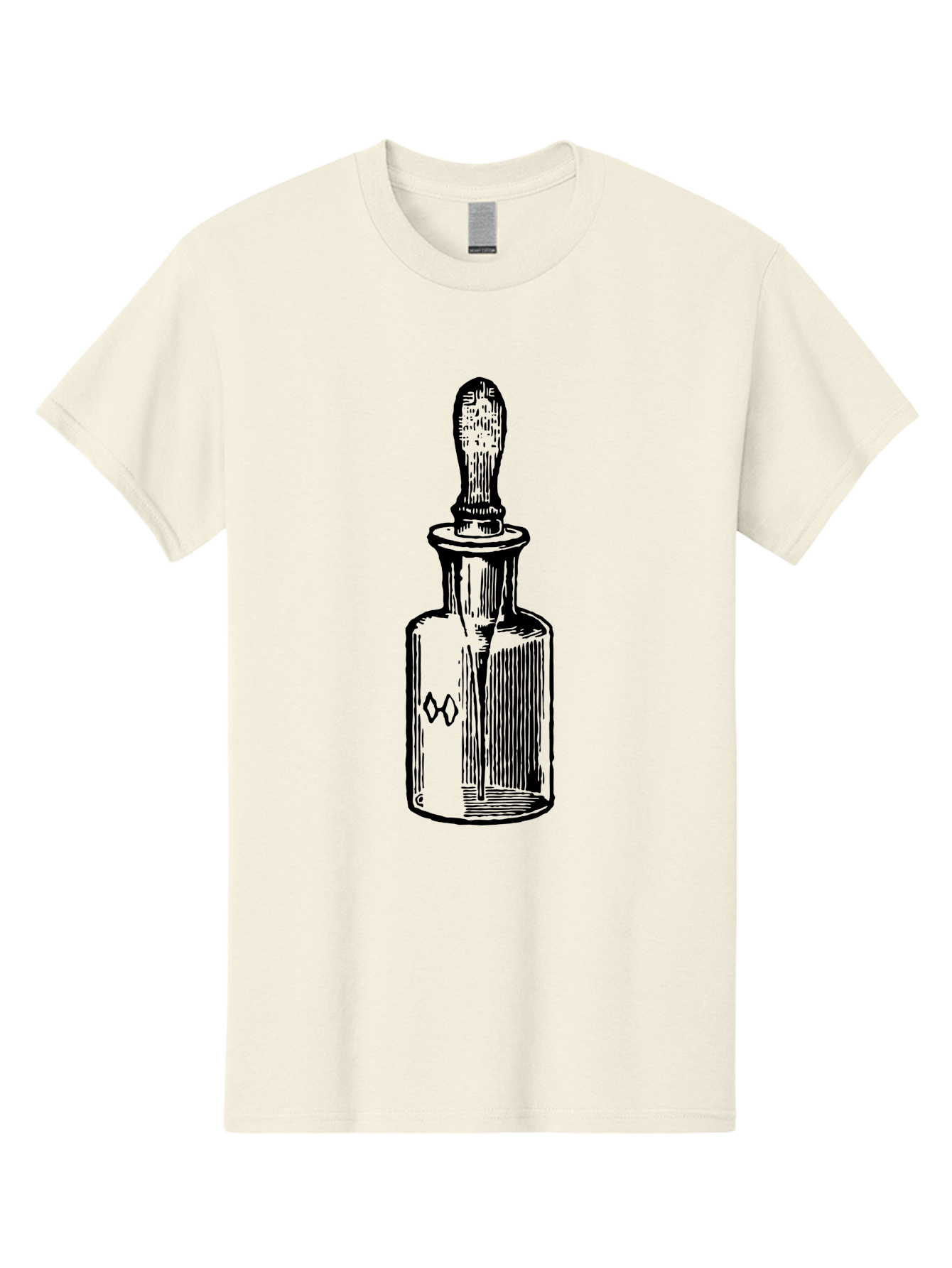 Glass-Bottle-Dropper Men'S Graphic Tee, 100% Cotton, Comfortable Casual Summer Wear, Machine Washable, Glass Bottle, Medicine Container, Vintage Apothecary, Stopper, Medical Equipment, Retro Pharmacy, Historical Medicine Aad602