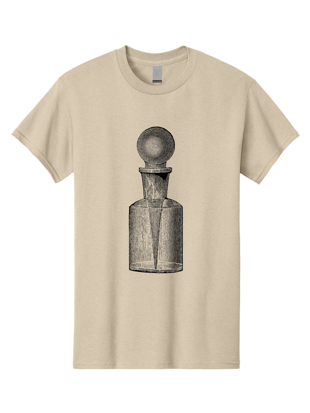 Glass-Bottle Men'S Graphic Tee, 100% Cotton, Comfortable Casual Summer Wear, Machine Washable, Vintage Bottle, Glass Stopper, Elegant Design, Luxury Packaging, Apothecary Jar, Decorative Container, Fine Glassware, Classic Style Aad604