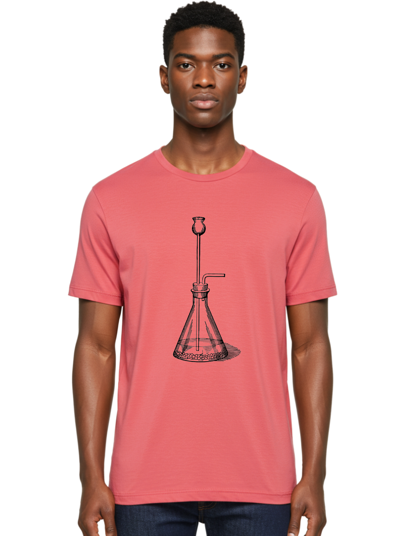 Glass-Flask Men'S Graphic Tee, 100% Cotton, Comfortable Casual Summer Wear, Machine Washable, Laboratory Equipment, Chemistry Setup, Gas Generation, Kipp'S Apparatus, Scientific Instrument, Chemistry Lab, Experimental Setup, Chemical Reaction Aad606