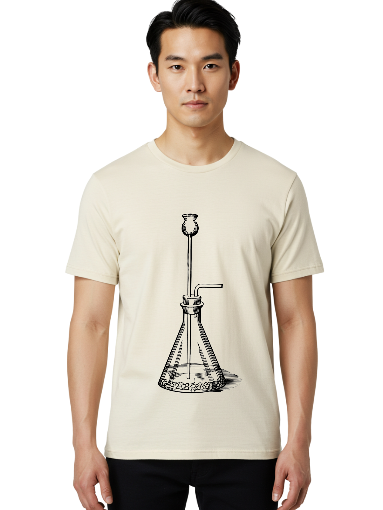 Glass-Flask Men'S Graphic Tee, 100% Cotton, Comfortable Casual Summer Wear, Machine Washable, Laboratory Equipment, Chemistry Setup, Gas Generation, Kipp'S Apparatus, Scientific Instrument, Chemistry Lab, Experimental Setup, Chemical Reaction Aad606