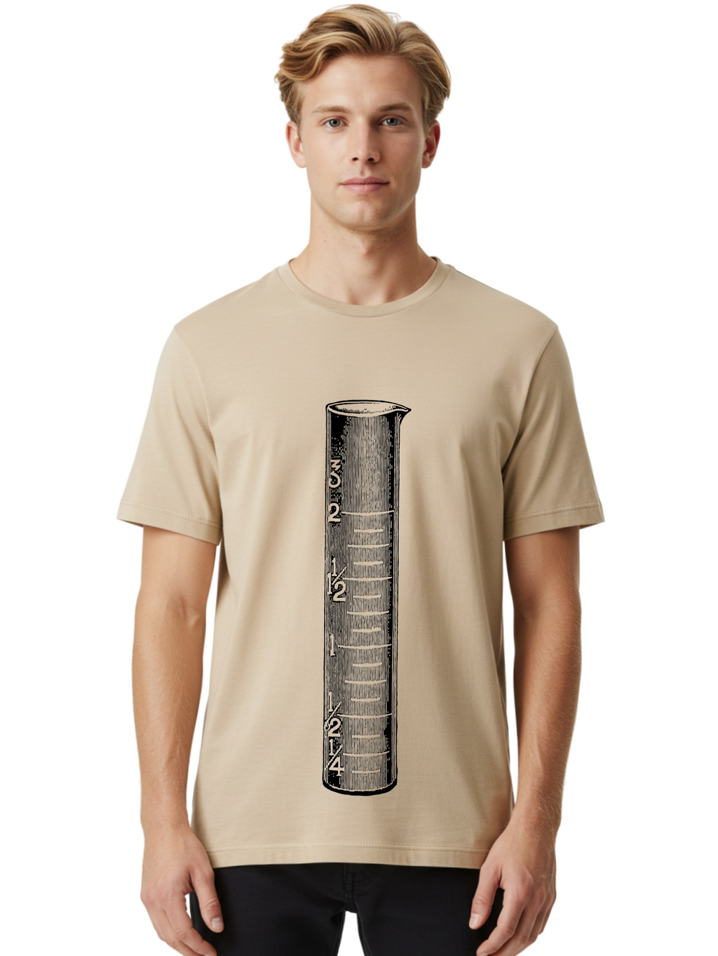 Graduated-Cylinder Men'S Graphic Tee, 100% Cotton, Comfortable Casual Summer Wear, Machine Washable, Laboratory Equipment, Measuring Cylinder, Graduated Markings, 4 Oz Capacity, Precise Measurement, Scientific Tools, Laboratory Glassware Aad607