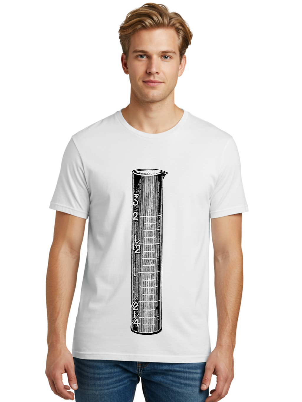 Graduated-Cylinder Men'S Graphic Tee, 100% Cotton, Comfortable Casual Summer Wear, Machine Washable, Laboratory Equipment, Measuring Cylinder, Graduated Markings, 4 Oz Capacity, Precise Measurement, Scientific Tools, Laboratory Glassware Aad607