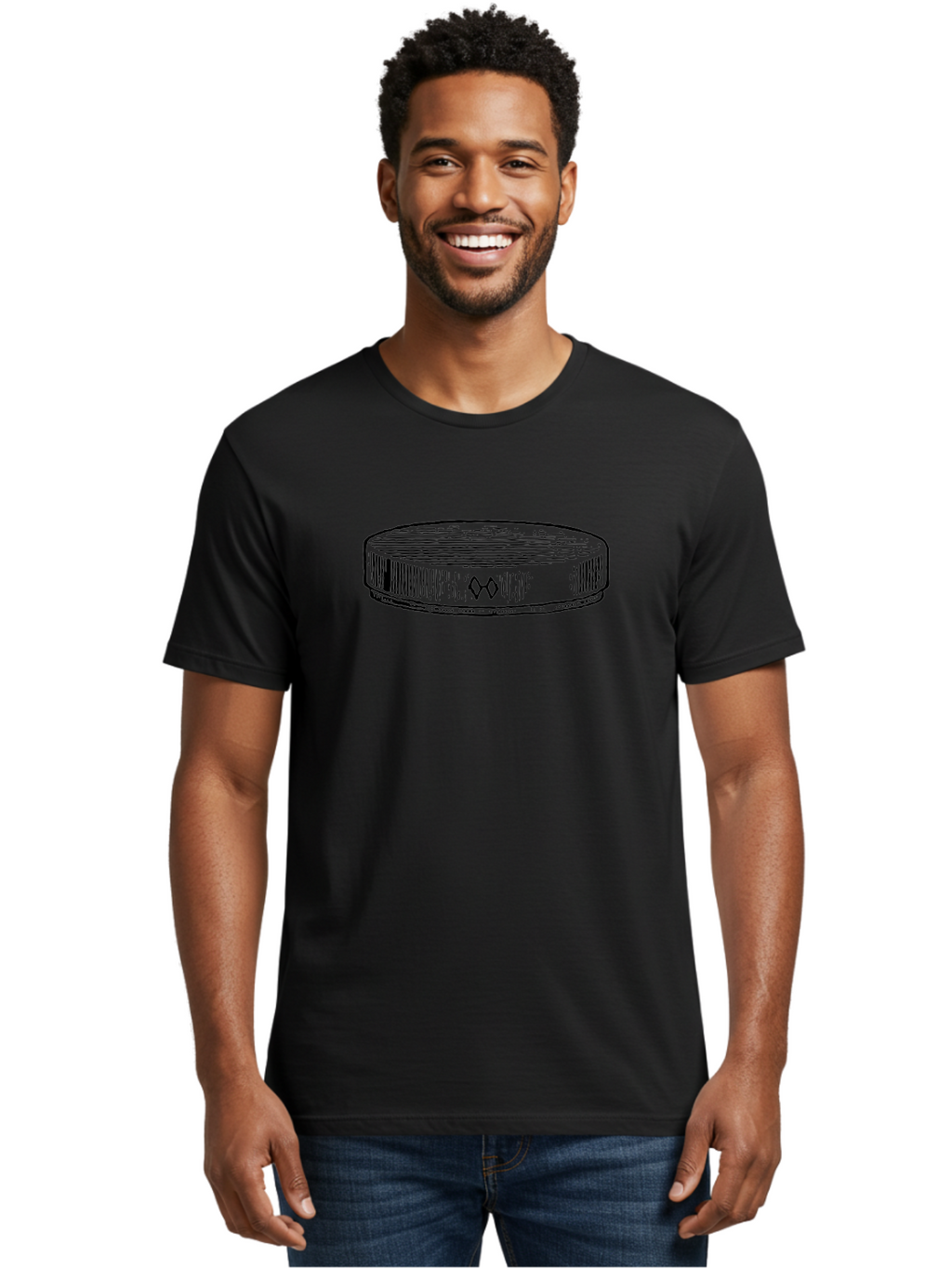 Hockey-Puck Men'S Graphic Tee, 100% Cotton, Comfortable Casual Summer Wear, Machine Washable, Hockey Puck, Sports Equipment, Ice Hockey, Athletic Gear, Winter Sports, Competitive Teams, Nhl Symbol, Puck Design Aad609