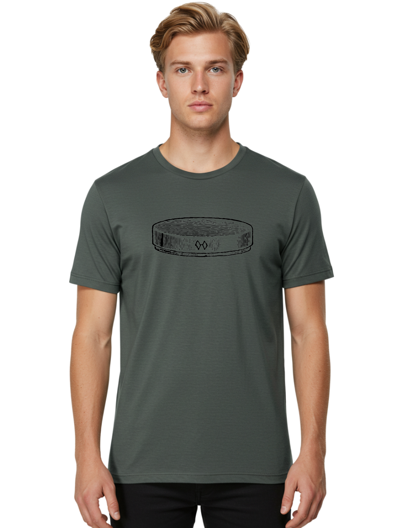 Hockey-Puck Men'S Graphic Tee, 100% Cotton, Comfortable Casual Summer Wear, Machine Washable, Hockey Puck, Sports Equipment, Ice Hockey, Athletic Gear, Winter Sports, Competitive Teams, Nhl Symbol, Puck Design Aad609