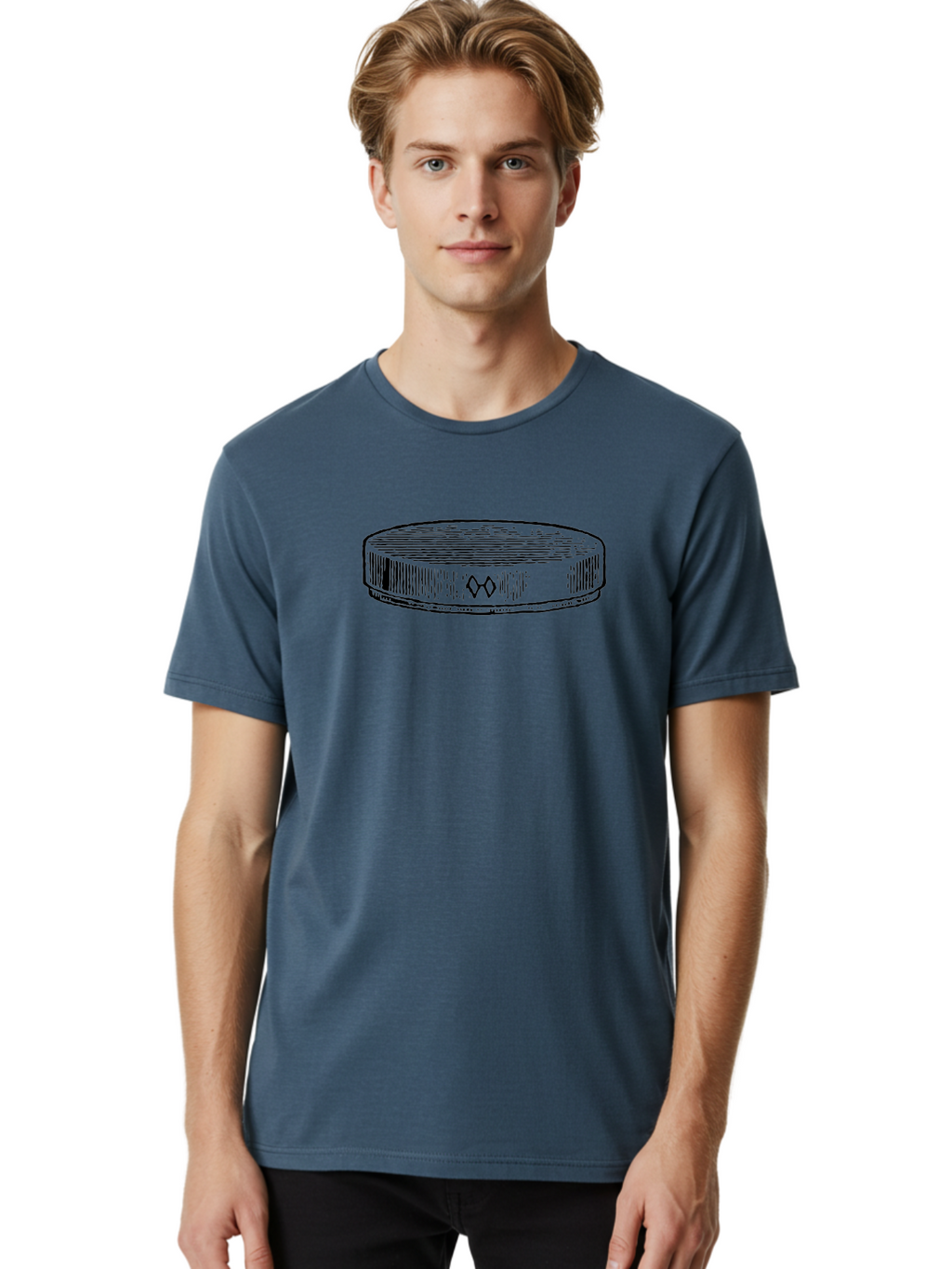 Hockey-Puck Men'S Graphic Tee, 100% Cotton, Comfortable Casual Summer Wear, Machine Washable, Hockey Puck, Sports Equipment, Ice Hockey, Athletic Gear, Winter Sports, Competitive Teams, Nhl Symbol, Puck Design Aad609