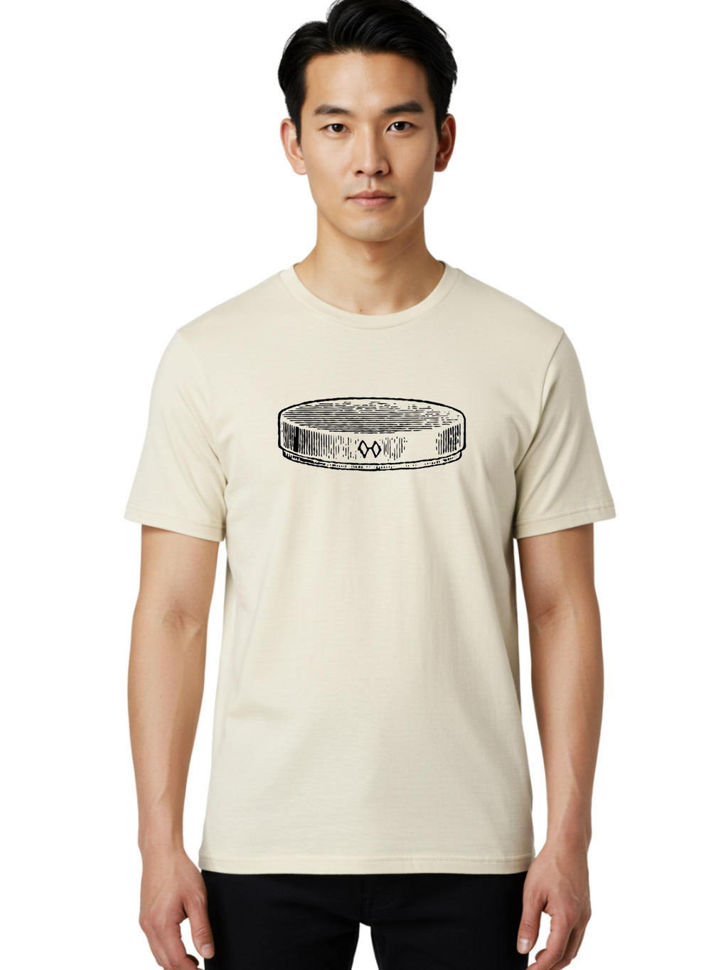 Hockey-Puck Men'S Graphic Tee, 100% Cotton, Comfortable Casual Summer Wear, Machine Washable, Hockey Puck, Sports Equipment, Ice Hockey, Athletic Gear, Winter Sports, Competitive Teams, Nhl Symbol, Puck Design Aad609