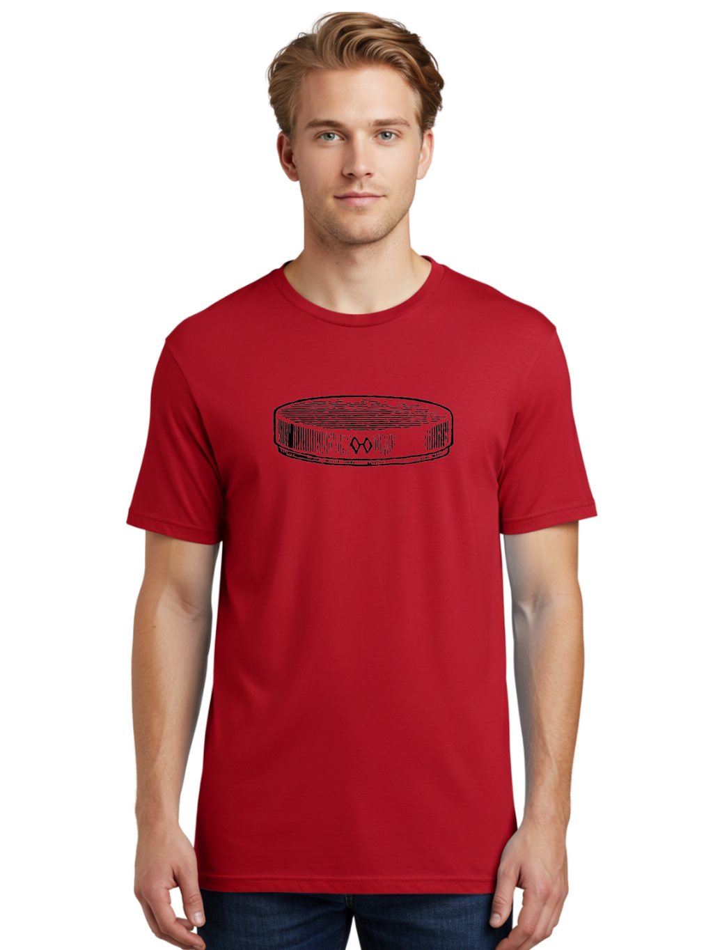 Hockey-Puck Men'S Graphic Tee, 100% Cotton, Comfortable Casual Summer Wear, Machine Washable, Hockey Puck, Sports Equipment, Ice Hockey, Athletic Gear, Winter Sports, Competitive Teams, Nhl Symbol, Puck Design Aad609