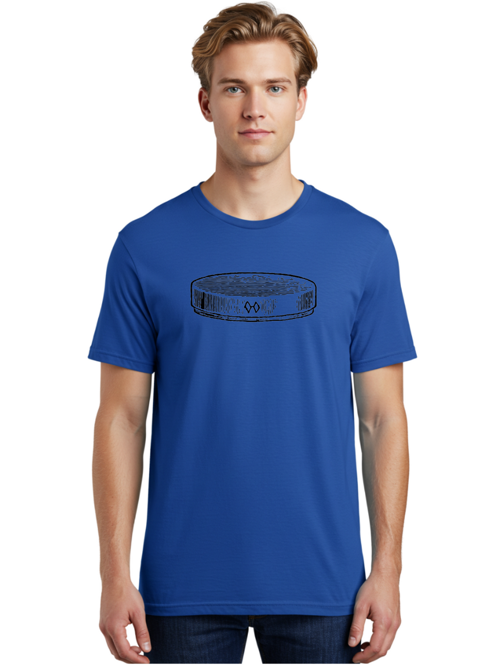 Hockey-Puck Men'S Graphic Tee, 100% Cotton, Comfortable Casual Summer Wear, Machine Washable, Hockey Puck, Sports Equipment, Ice Hockey, Athletic Gear, Winter Sports, Competitive Teams, Nhl Symbol, Puck Design Aad609
