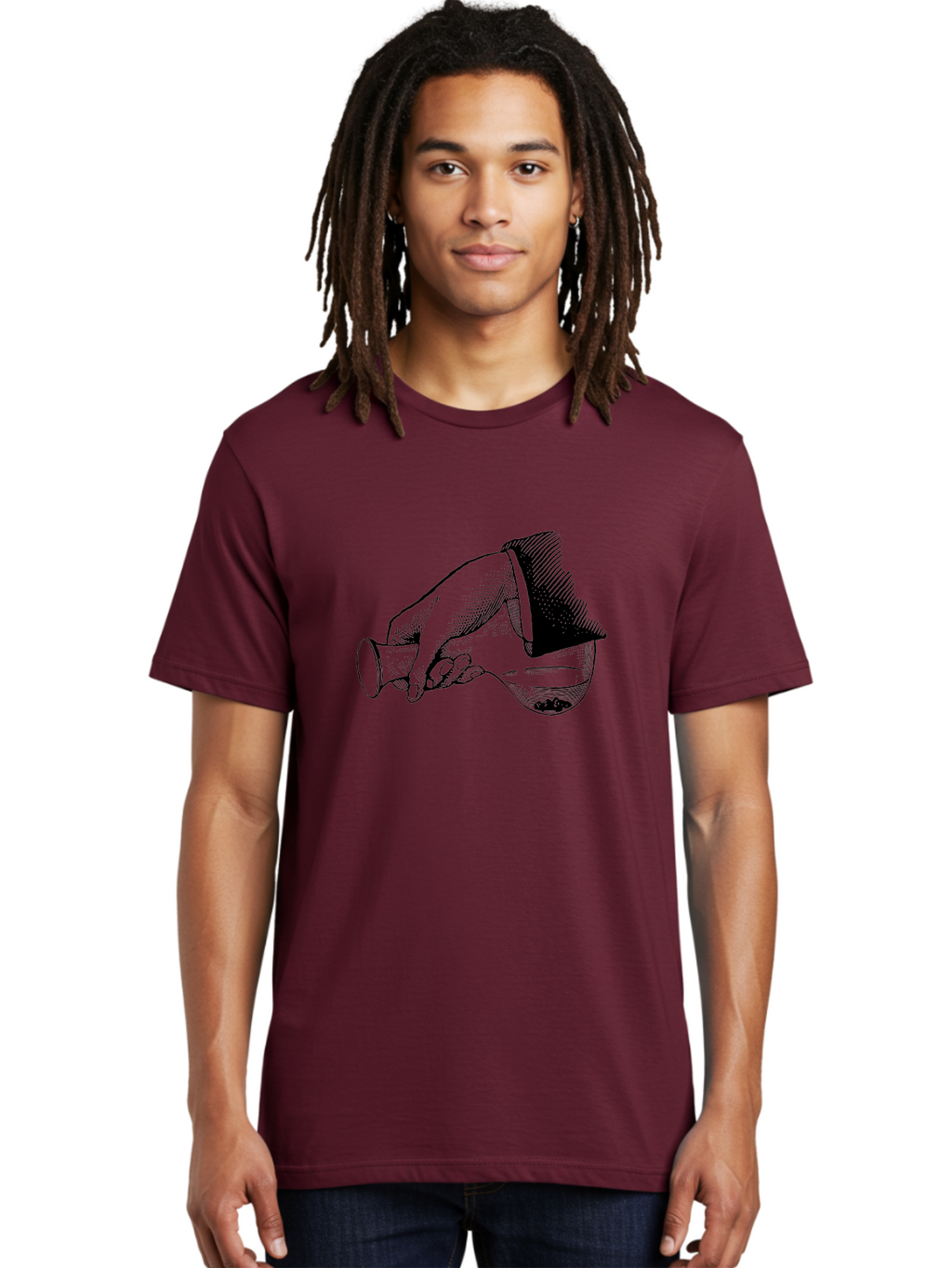 Hourglass Men'S Graphic Tee, 100% Cotton, Comfortable Casual Summer Wear, Machine Washable, Hand Holding Flask, Glass Container, Liquid Pouring, Scientific Experiment, Laboratory Equipment, Chemistry, Vintage Illustration, Aad610