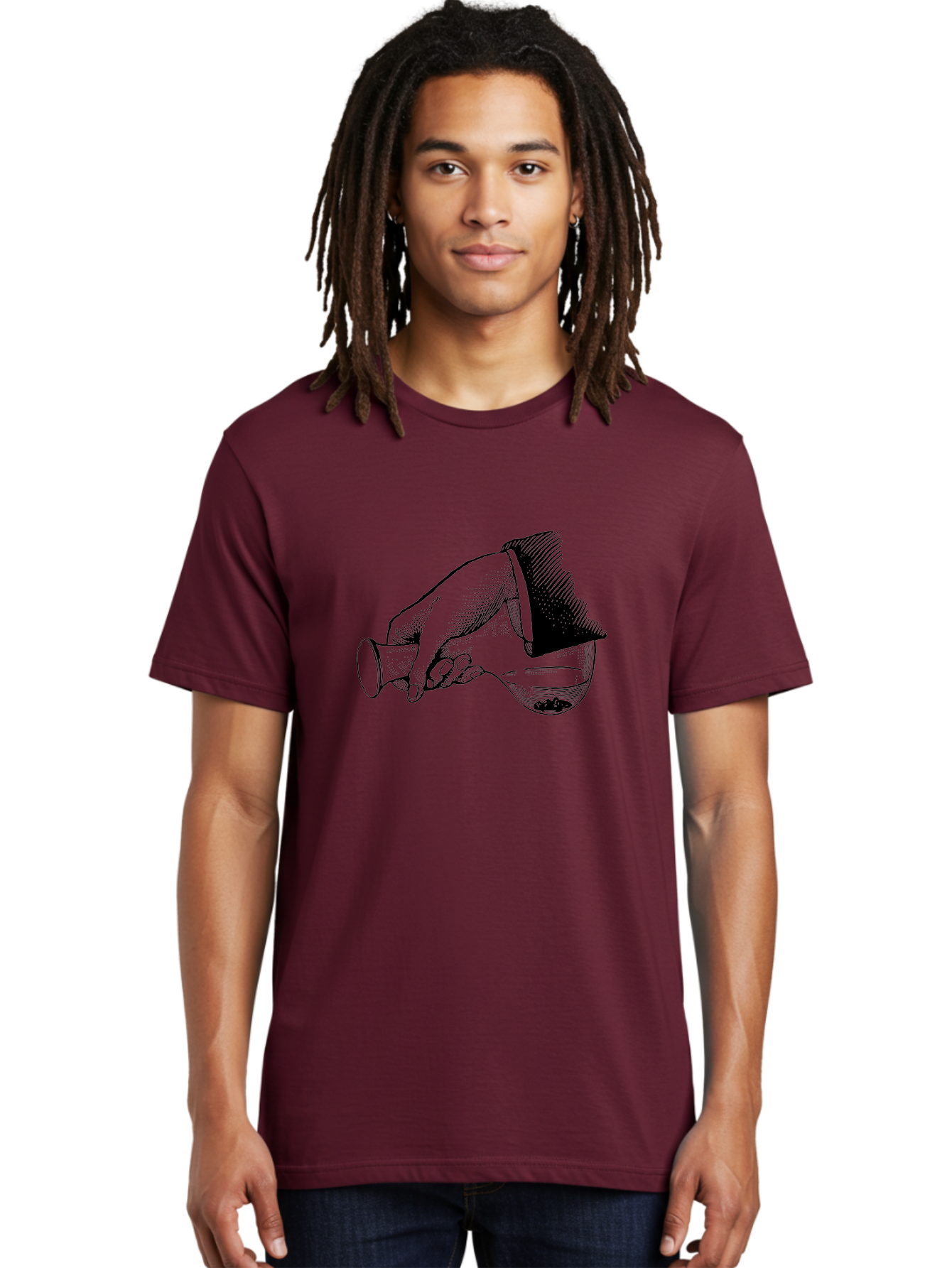 Hourglass Men'S Graphic Tee, 100% Cotton, Comfortable Casual Summer Wear, Machine Washable, Hand Holding Flask, Glass Container, Liquid Pouring, Scientific Experiment, Laboratory Equipment, Chemistry, Vintage Illustration, Aad610