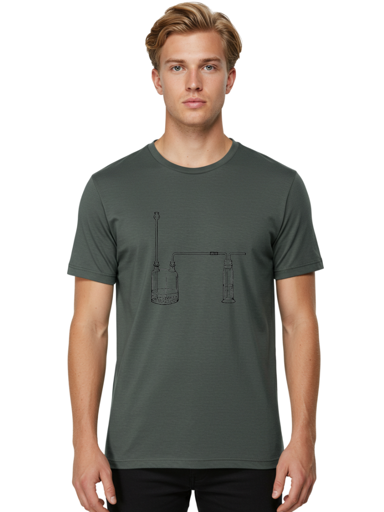 Laboratory-Apparatus Men'S Graphic Tee, 100% Cotton, Comfortable Casual Summer Wear, Machine Washable, Laboratory Equipment, Glass Containers, Connected Tubes, Scientific Apparatus, Chemistry Experiment, Lab Setup, Chemical Reaction, Aad612