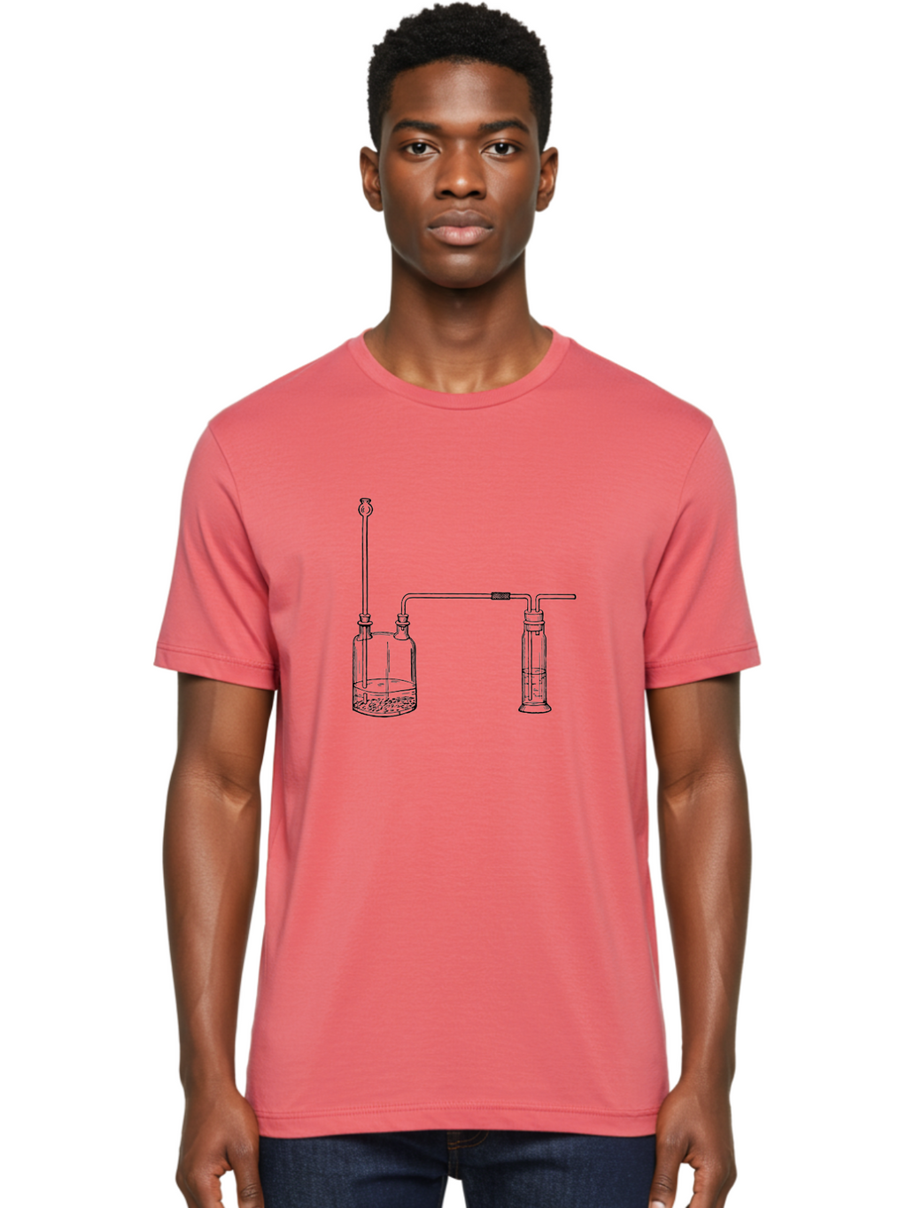 Laboratory-Apparatus Men'S Graphic Tee, 100% Cotton, Comfortable Casual Summer Wear, Machine Washable, Laboratory Equipment, Glass Containers, Connected Tubes, Scientific Apparatus, Chemistry Experiment, Lab Setup, Chemical Reaction, Aad612