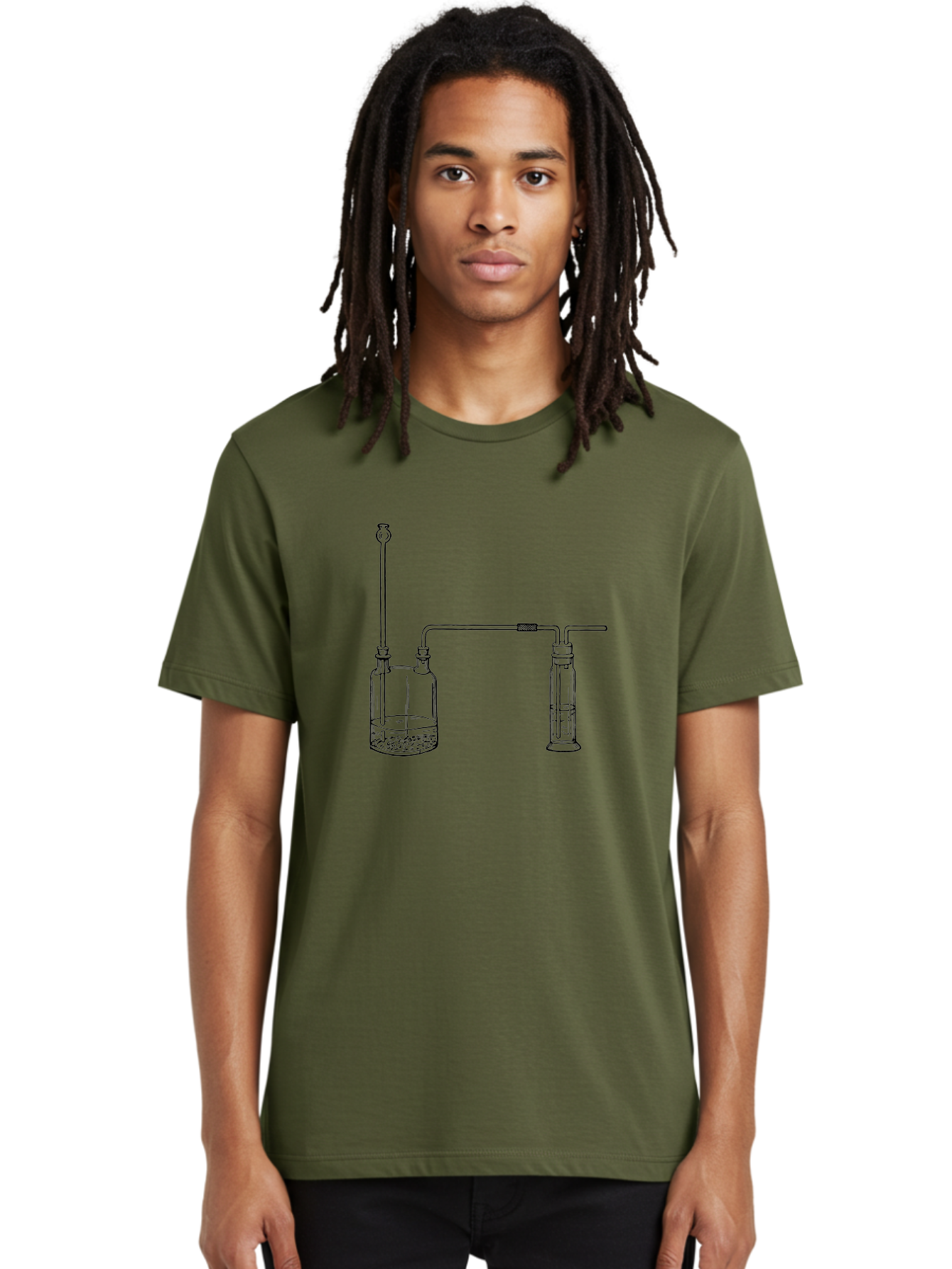 Laboratory-Apparatus Men'S Graphic Tee, 100% Cotton, Comfortable Casual Summer Wear, Machine Washable, Laboratory Equipment, Glass Containers, Connected Tubes, Scientific Apparatus, Chemistry Experiment, Lab Setup, Chemical Reaction, Aad612