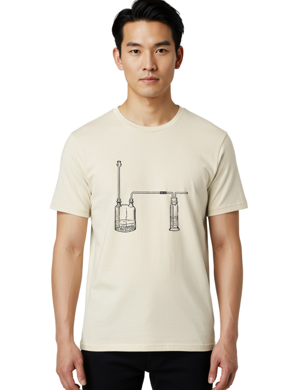 Laboratory-Apparatus Men'S Graphic Tee, 100% Cotton, Comfortable Casual Summer Wear, Machine Washable, Laboratory Equipment, Glass Containers, Connected Tubes, Scientific Apparatus, Chemistry Experiment, Lab Setup, Chemical Reaction, Aad612