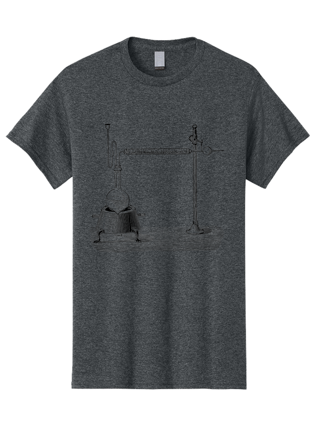 Laboratory-Distillation-Apparatus-1 Men'S Graphic Tee, 100% Cotton, Comfortable Casual Summer Wear, Machine Washable, Distillation Equipment, Laboratory Setup, Scientific Apparatus, Chemistry Experiment, Glassware, Vintage Illustration, Aad613