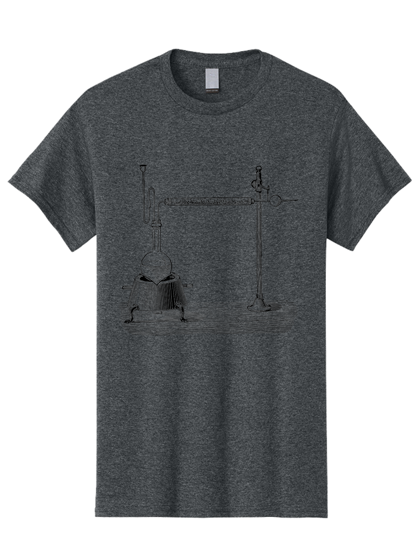 Laboratory-Distillation-Apparatus-1 Men'S Graphic Tee, 100% Cotton, Comfortable Casual Summer Wear, Machine Washable, Distillation Equipment, Laboratory Setup, Scientific Apparatus, Chemistry Experiment, Glassware, Vintage Illustration, Aad613