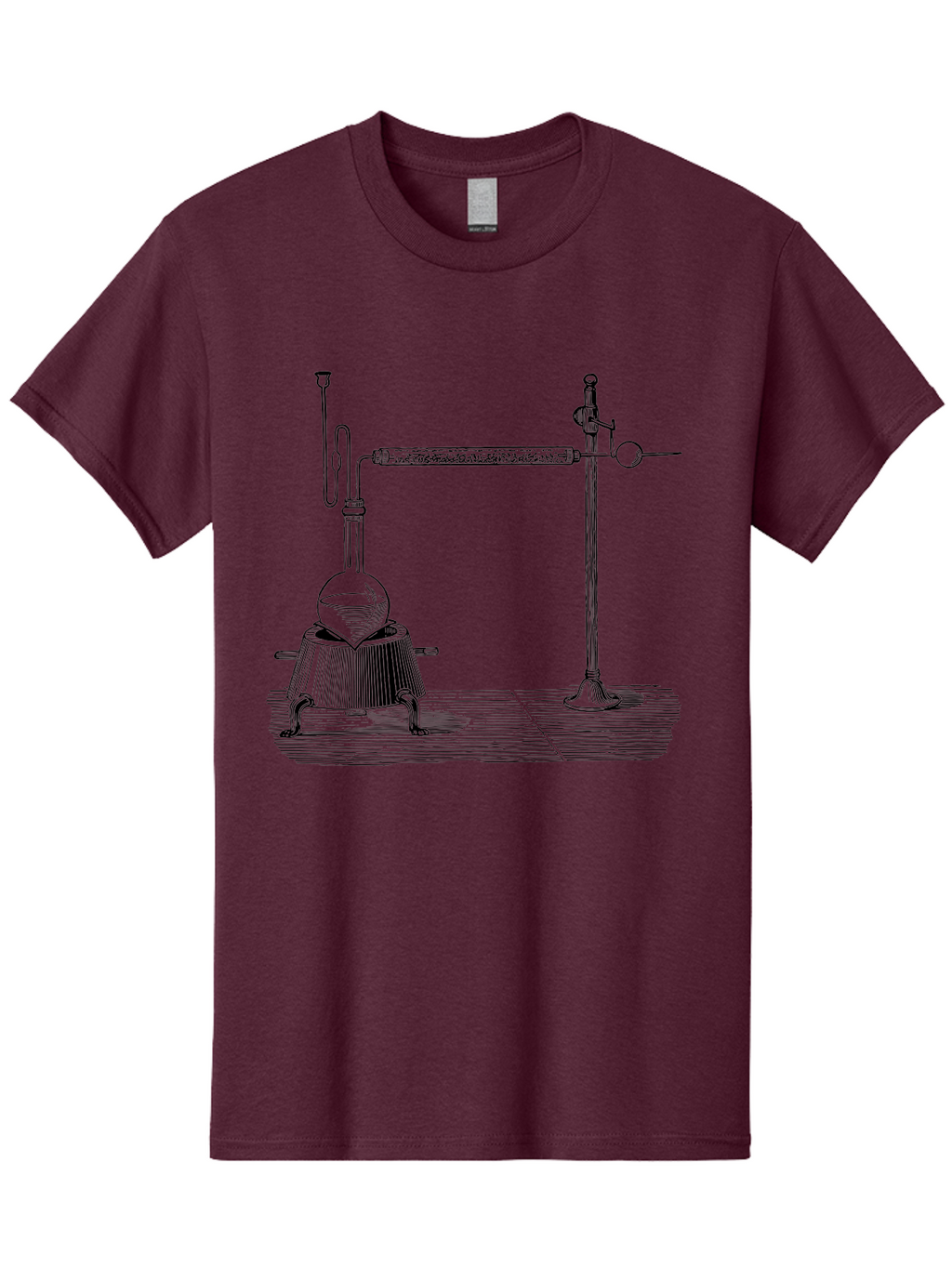 Laboratory-Distillation-Apparatus-1 Men'S Graphic Tee, 100% Cotton, Comfortable Casual Summer Wear, Machine Washable, Distillation Equipment, Laboratory Setup, Scientific Apparatus, Chemistry Experiment, Glassware, Vintage Illustration, Aad613