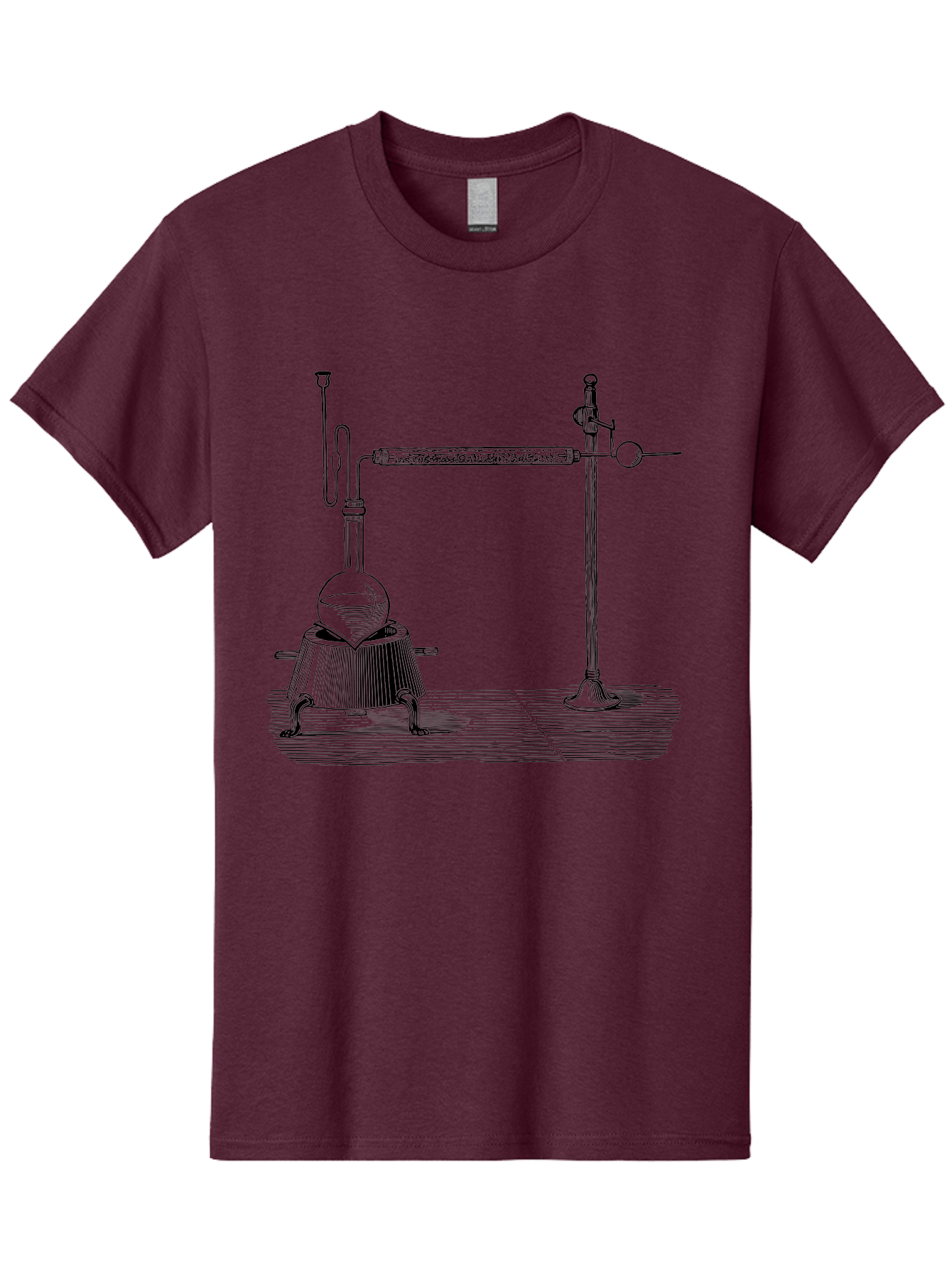 Laboratory-Distillation-Apparatus-1 Men'S Graphic Tee, 100% Cotton, Comfortable Casual Summer Wear, Machine Washable, Distillation Equipment, Laboratory Setup, Scientific Apparatus, Chemistry Experiment, Glassware, Vintage Illustration, Aad613