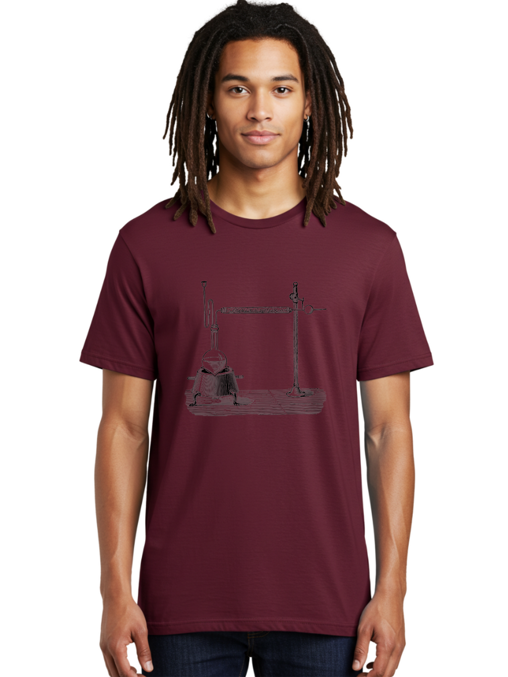 Laboratory-Distillation-Apparatus-1 Men'S Graphic Tee, 100% Cotton, Comfortable Casual Summer Wear, Machine Washable, Distillation Equipment, Laboratory Setup, Scientific Apparatus, Chemistry Experiment, Glassware, Vintage Illustration, Aad613