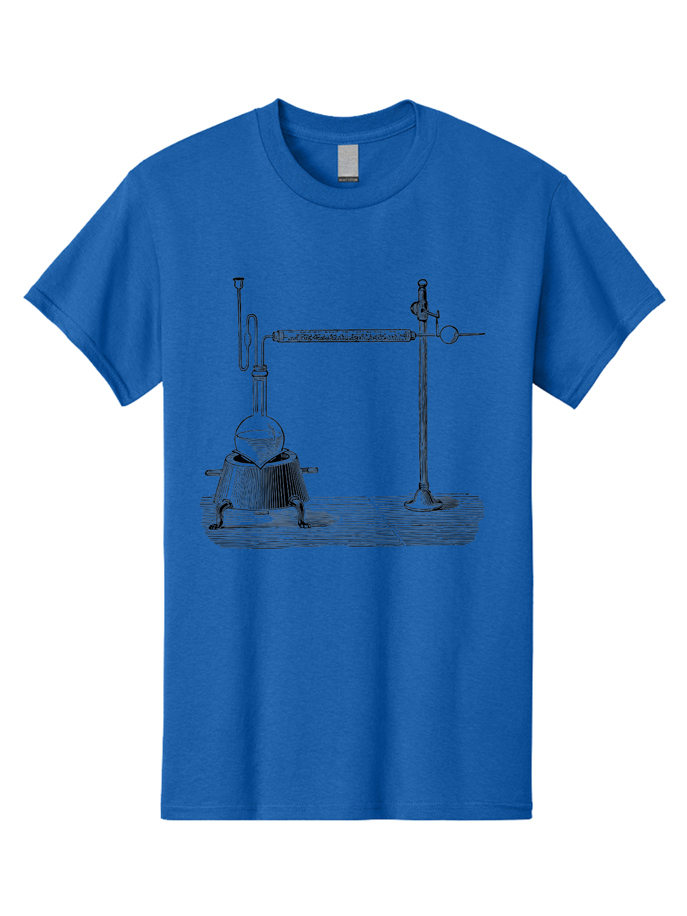 Laboratory-Distillation-Apparatus-1 Men'S Graphic Tee, 100% Cotton, Comfortable Casual Summer Wear, Machine Washable, Distillation Equipment, Laboratory Setup, Scientific Apparatus, Chemistry Experiment, Glassware, Vintage Illustration, Aad613