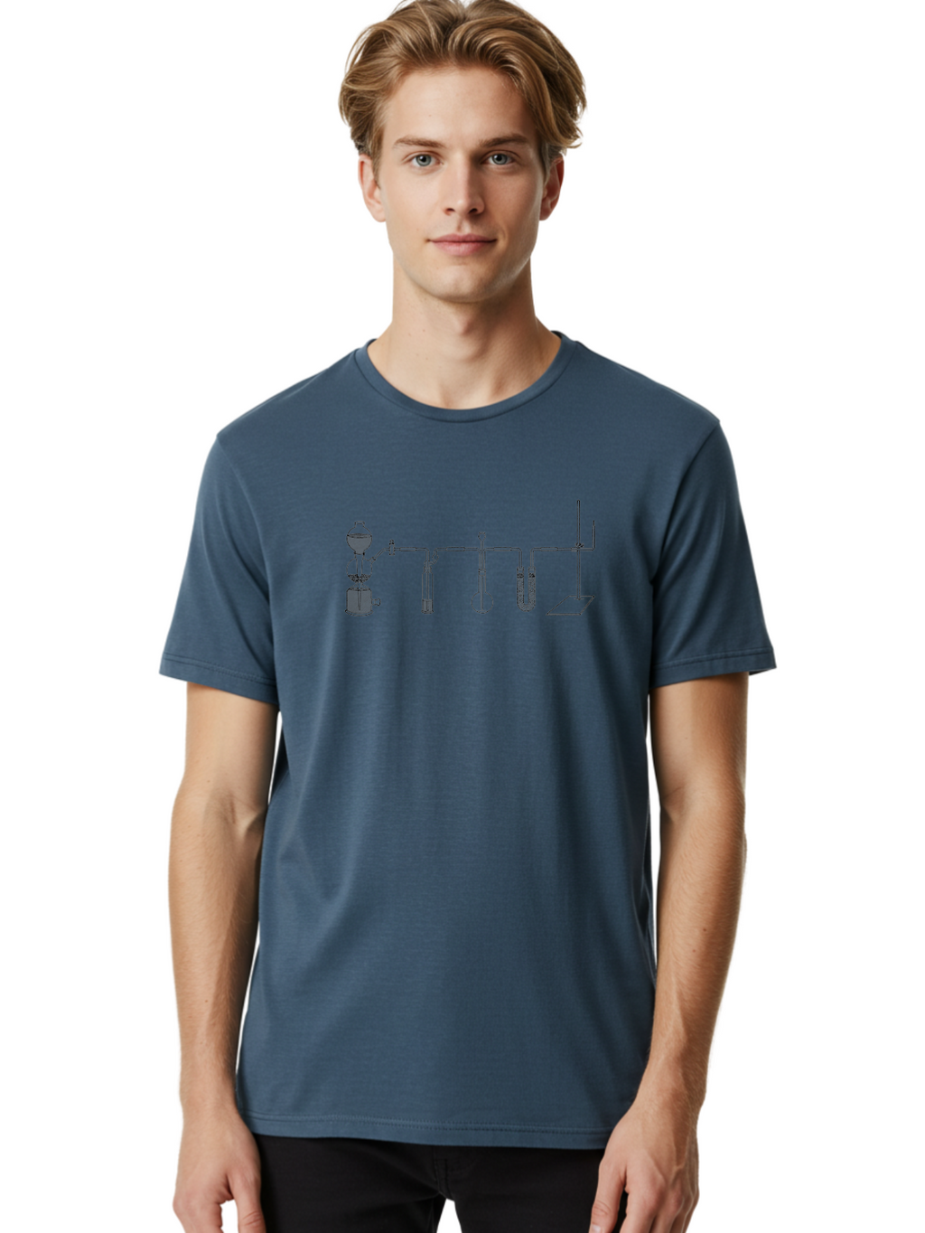 Laboratory-Distillation-Apparatus Men'S Graphic Tee, 100% Cotton, Comfortable Casual Summer Wear, Machine Washable, Laboratory Equipment, Distillation Apparatus, Scientific Instruments, Chemistry Lab, Experimental Setup, Glassware, Aad614