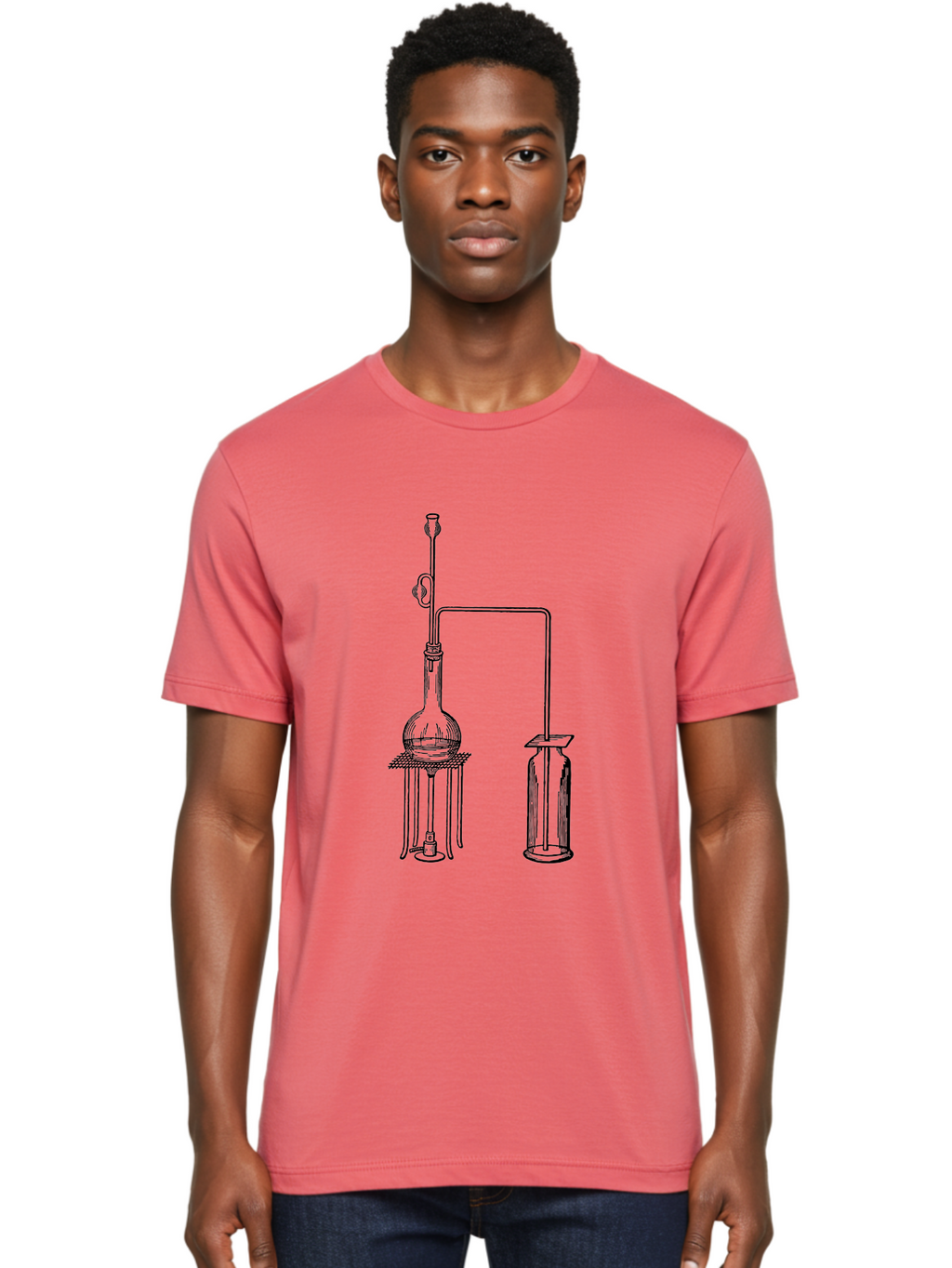 Laboratory-Equipment-2 Men'S Graphic Tee, 100% Cotton, Comfortable Casual Summer Wear, Machine Washable, Laboratory Equipment, Scientific Apparatus, Chemistry Experiment, Distillation Setup, Glassware, Vintage Illustration, Aad616