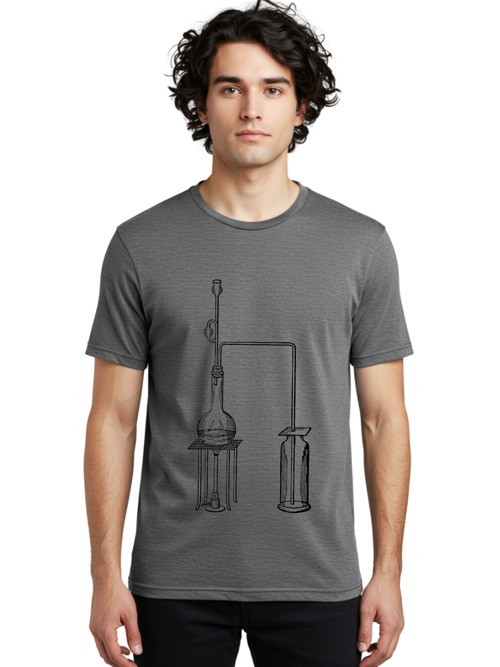 Laboratory-Equipment-2 Men'S Graphic Tee, 100% Cotton, Comfortable Casual Summer Wear, Machine Washable, Laboratory Equipment, Scientific Apparatus, Chemistry Experiment, Distillation Setup, Glassware, Vintage Illustration, Aad616