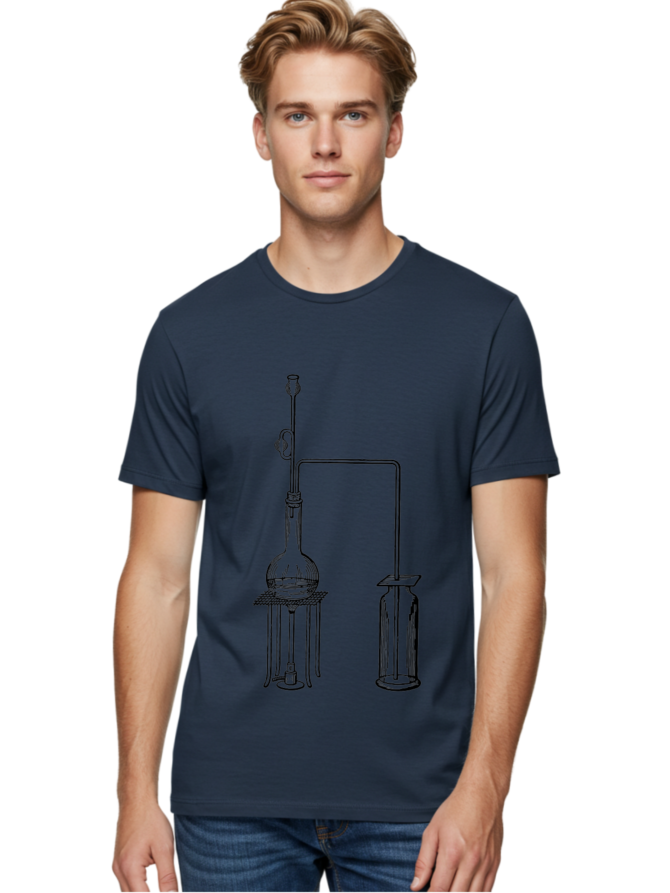 Laboratory-Equipment-2 Men'S Graphic Tee, 100% Cotton, Comfortable Casual Summer Wear, Machine Washable, Laboratory Equipment, Scientific Apparatus, Chemistry Experiment, Distillation Setup, Glassware, Vintage Illustration, Aad616